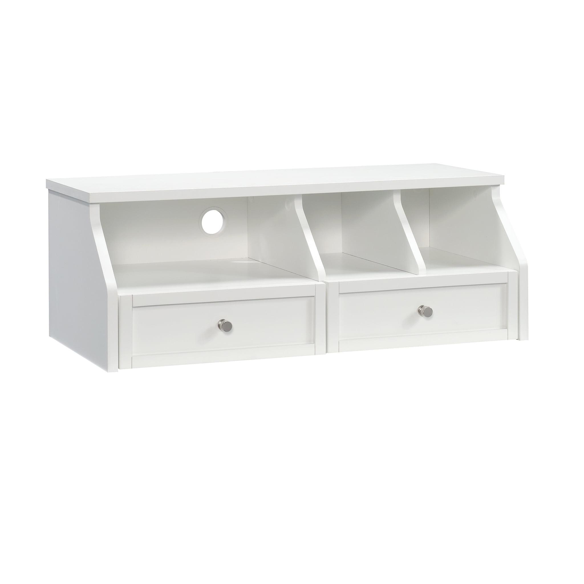 White Engineered Wood 2-Drawer Craft Organizer Hutch