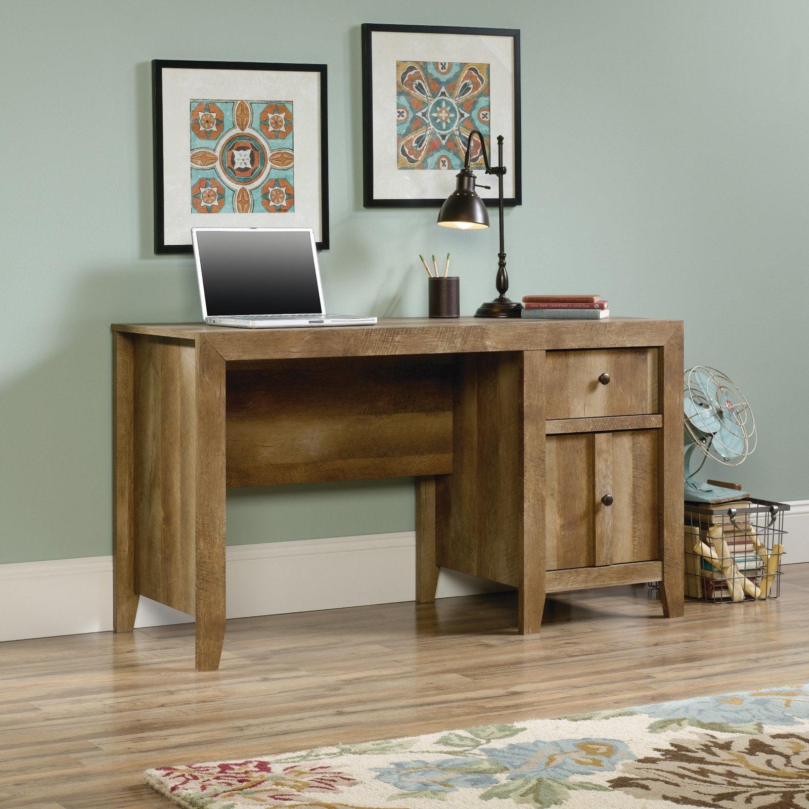 Craftsman Oak Brown Desk with Filing Cabinet and Drawer