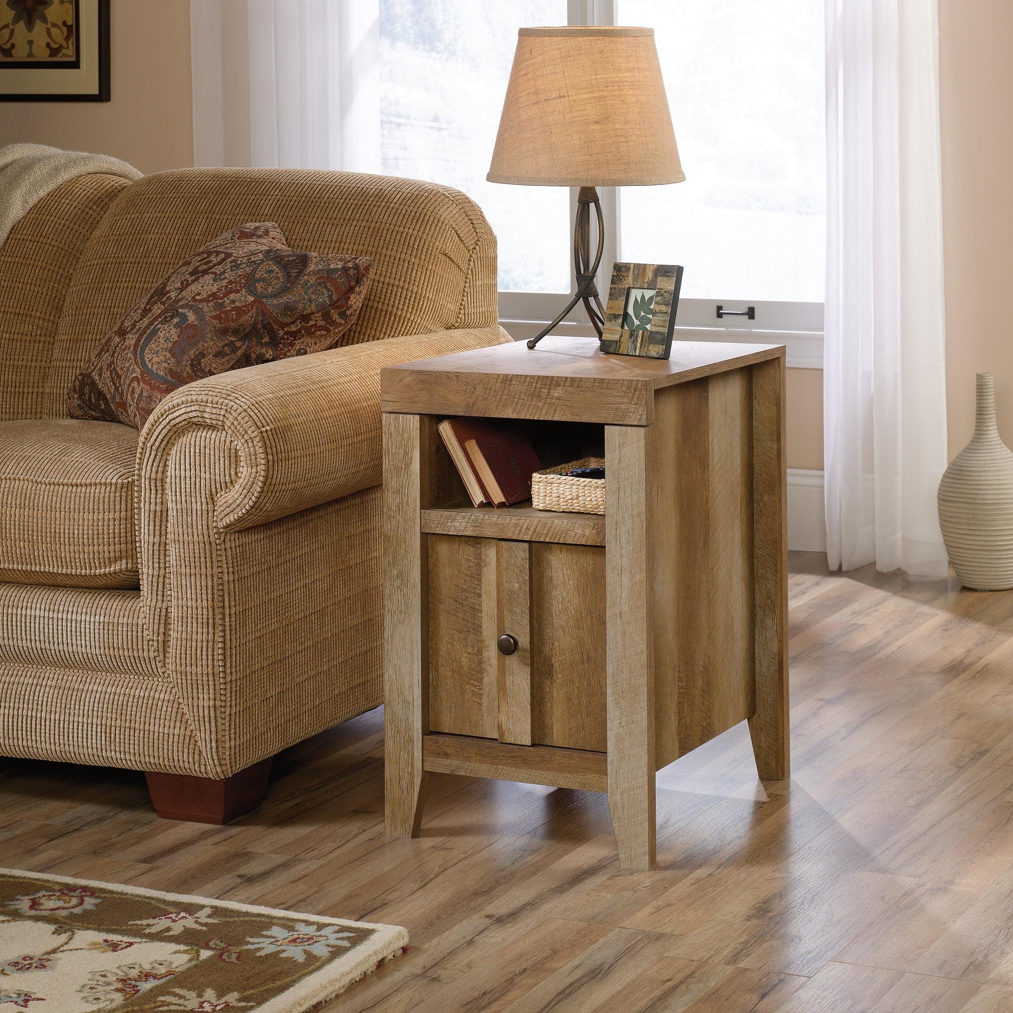 Dakota Pass End Table Light Brown - Sauder: Hidden Storage, Open Shelf, Slide-Out Surface