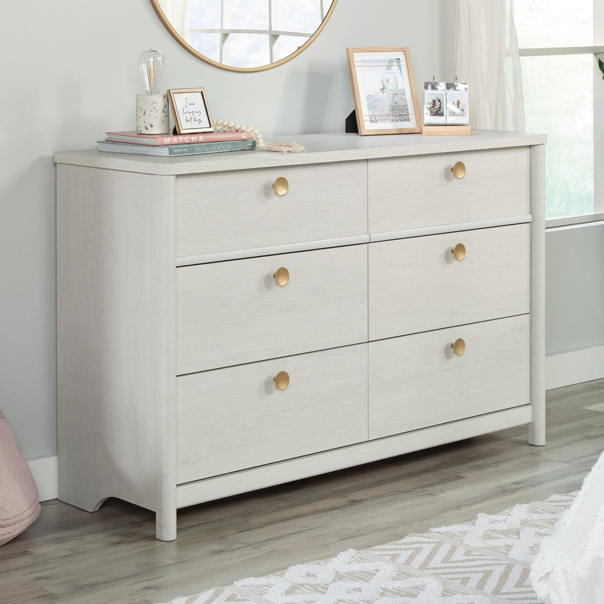 Dover Edge 6 Drawer Dresser Glacier Oak - Sauder: Vintage Style MDF Bedroom Storage with Metal Hardware