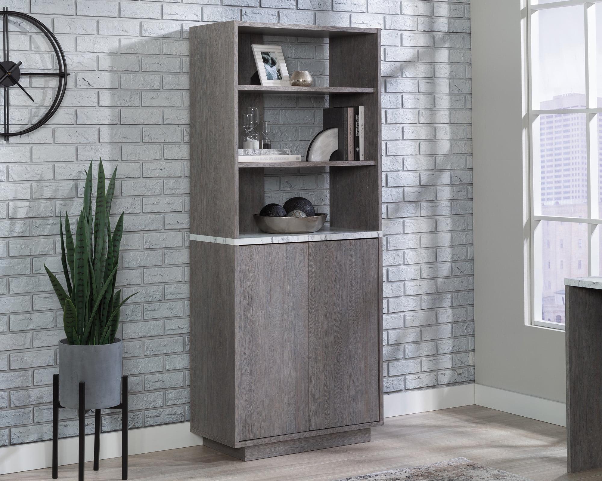 Ashen Oak Adjustable 5-Shelf Bookcase with Doors