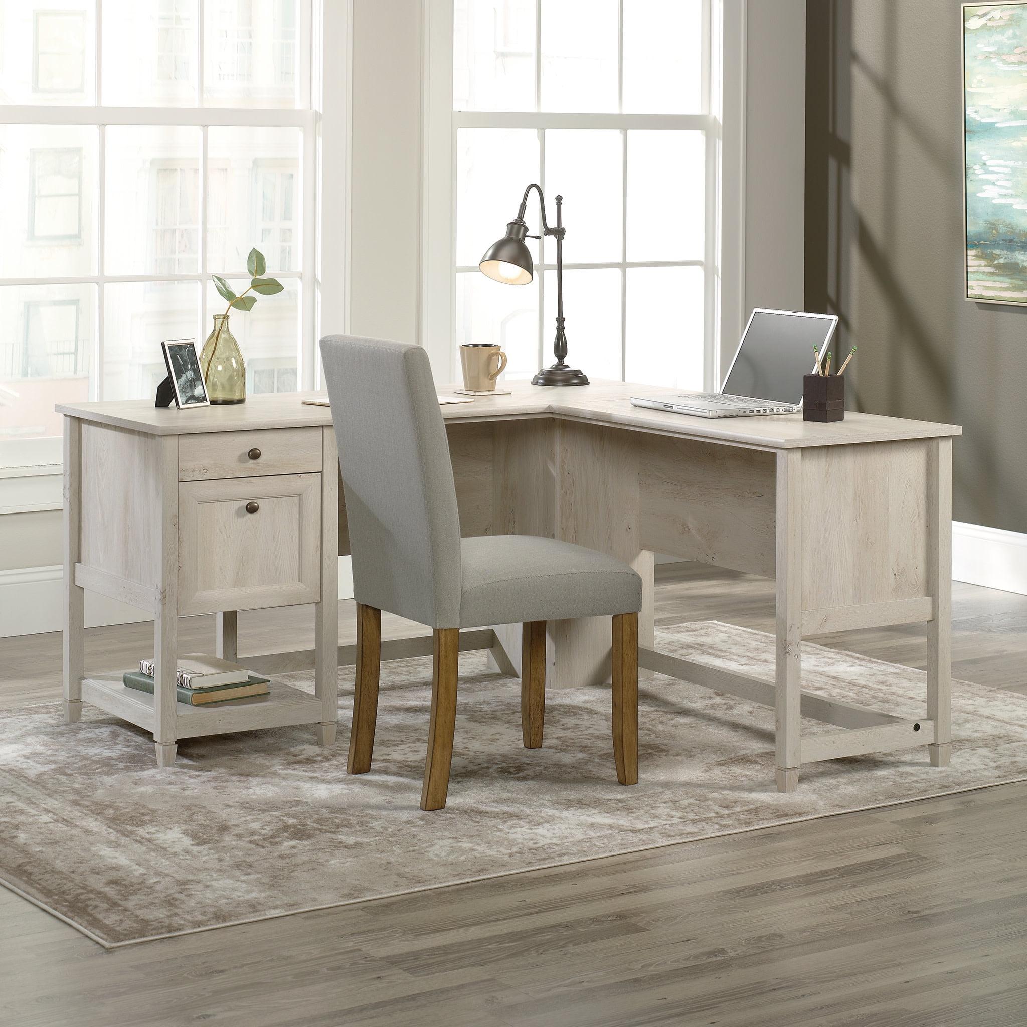 Sauder Edge Water Engineered Wood L-Shaped Desk in Chalked Chestnut