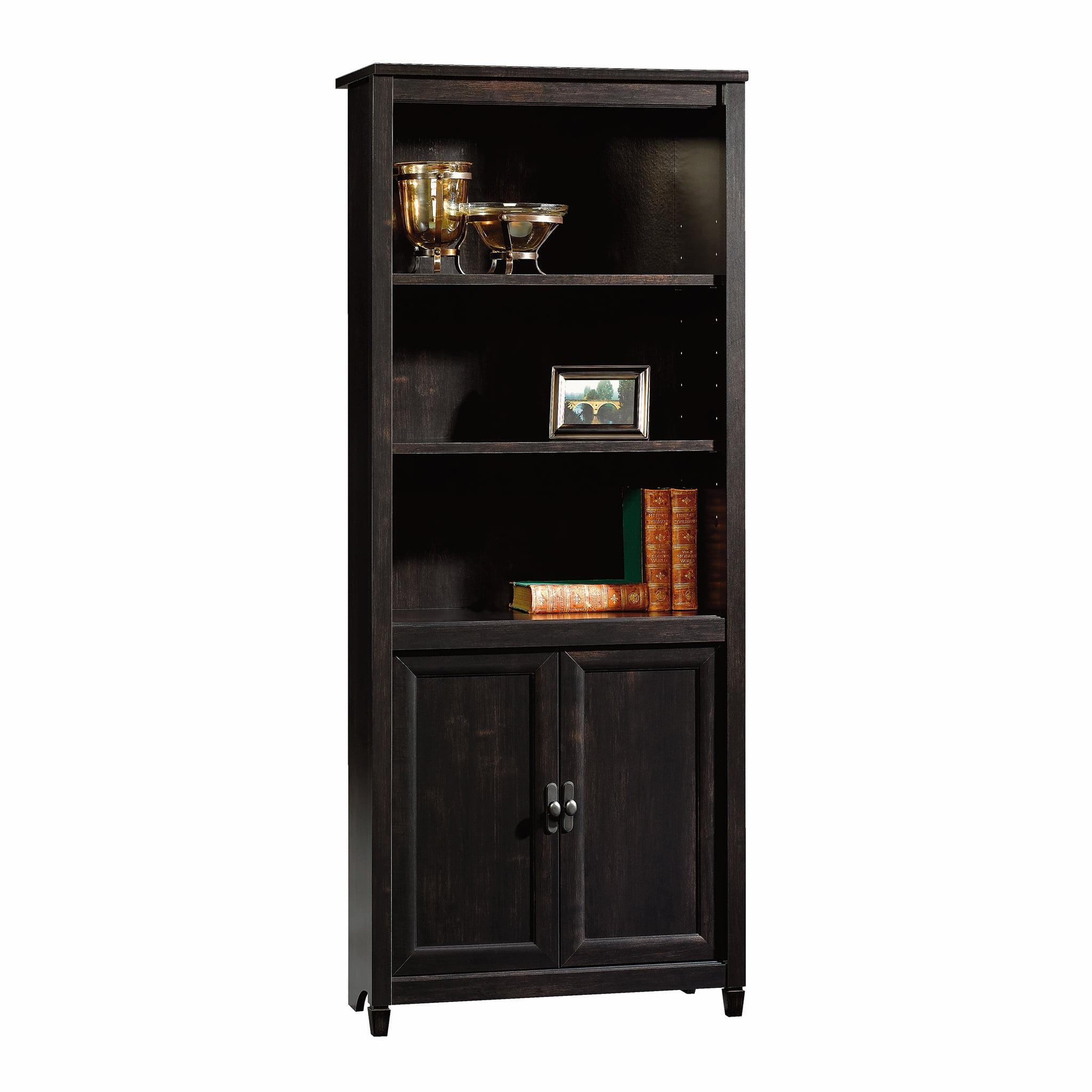 Estate Black Adjustable Wood Bookcase with Doors