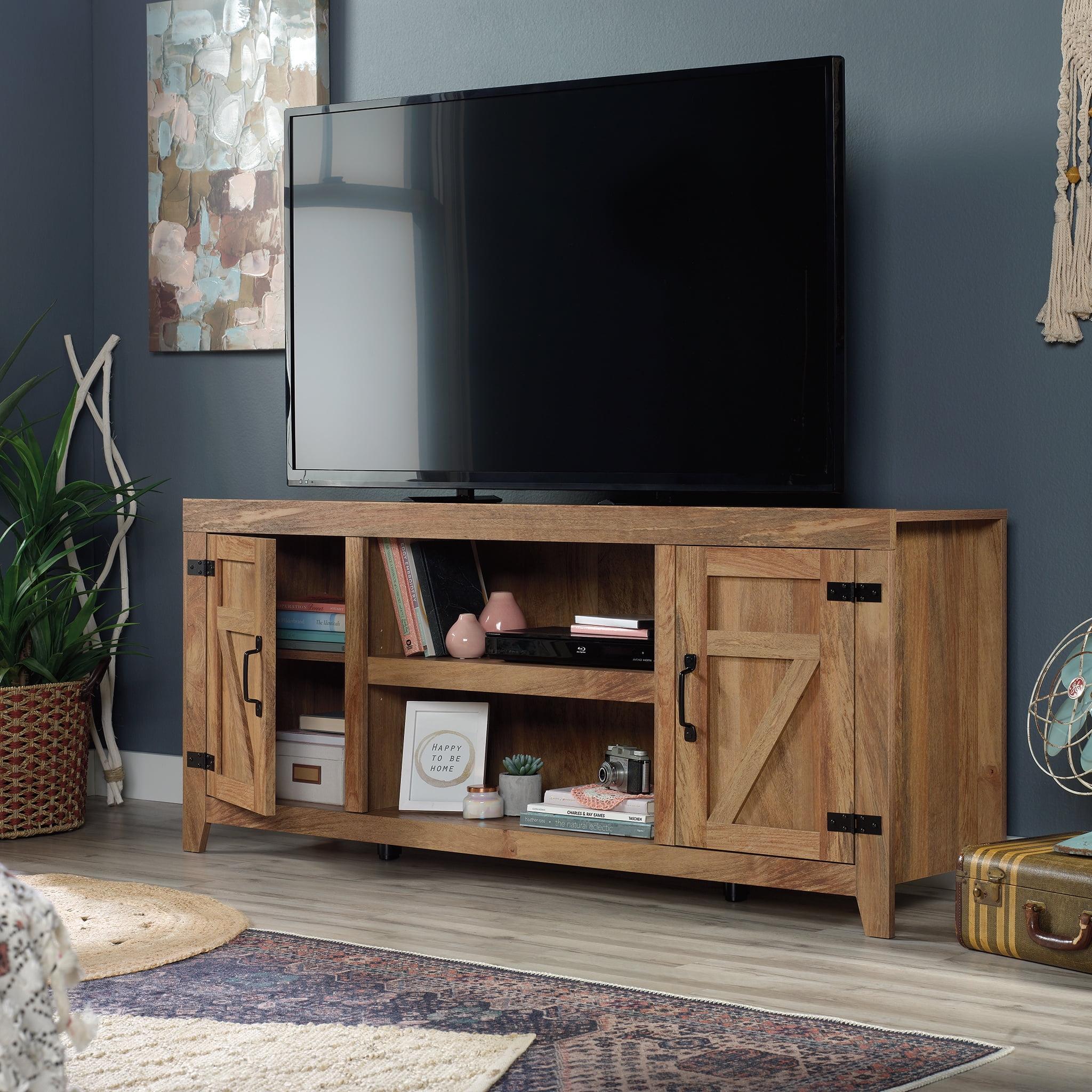 Sauder Farmhouse TV Stand, for TVs up to 70", Sindoori Mango Finish