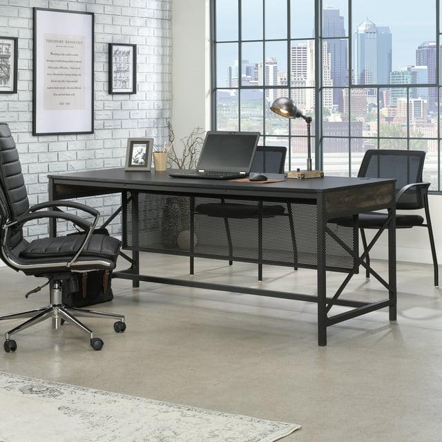 Sauder Foundry Road Engineered Wood/Metal 72x30 Table Desk in Carbon Oak