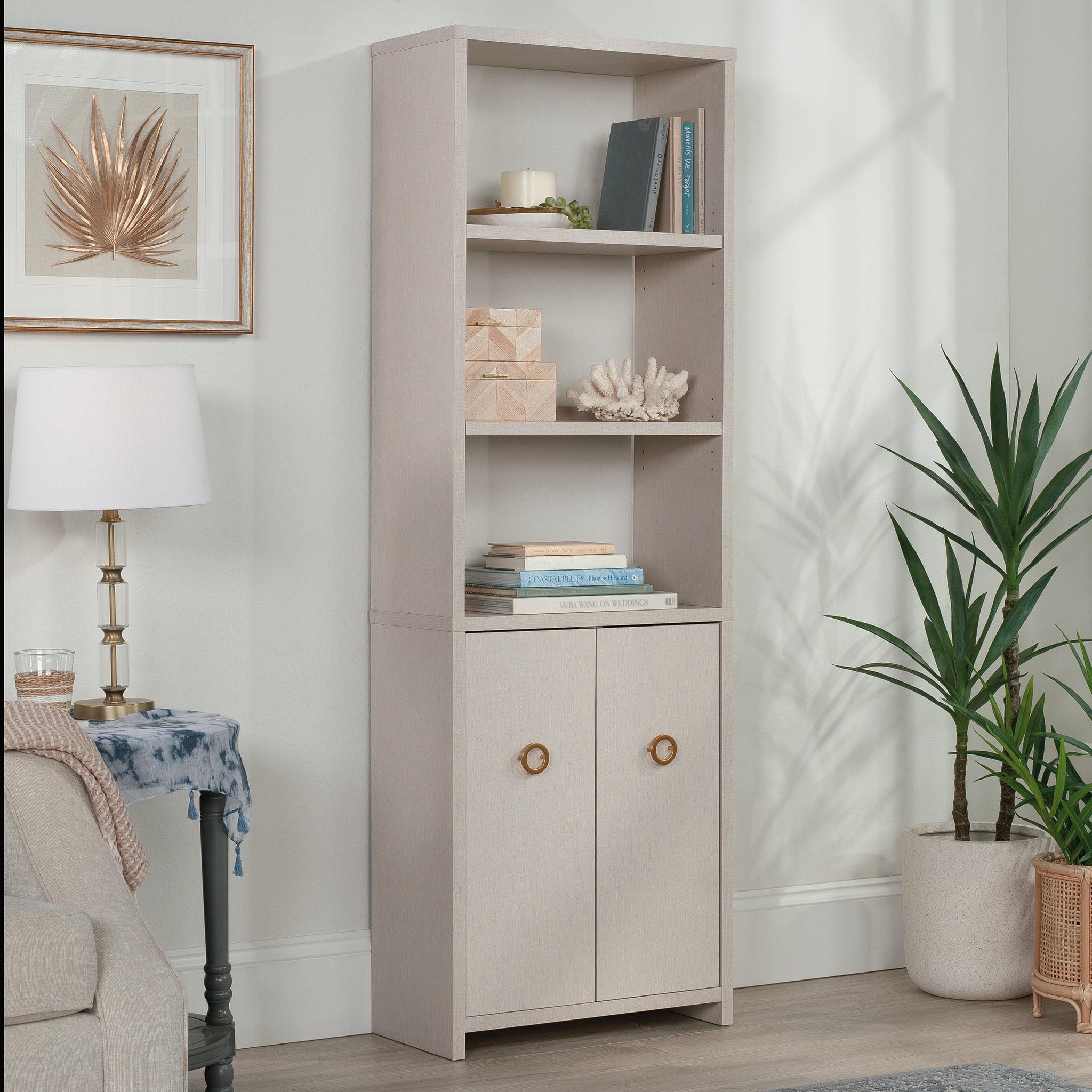 Sauder 70" 5 Shelf Grand Coast Bookcase with Doors Dove Linen