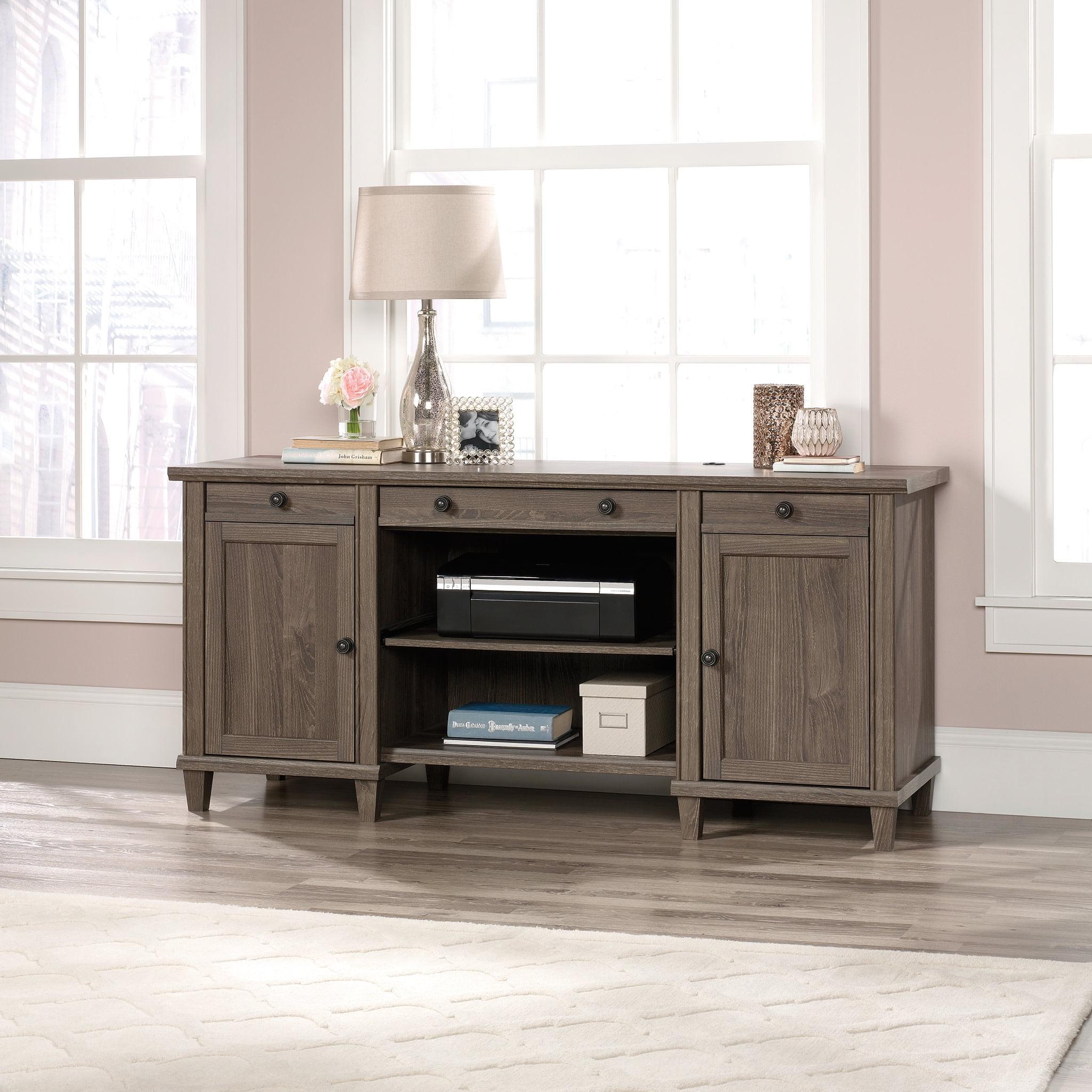 Emery Oak Gray Credenza with Adjustable Shelves