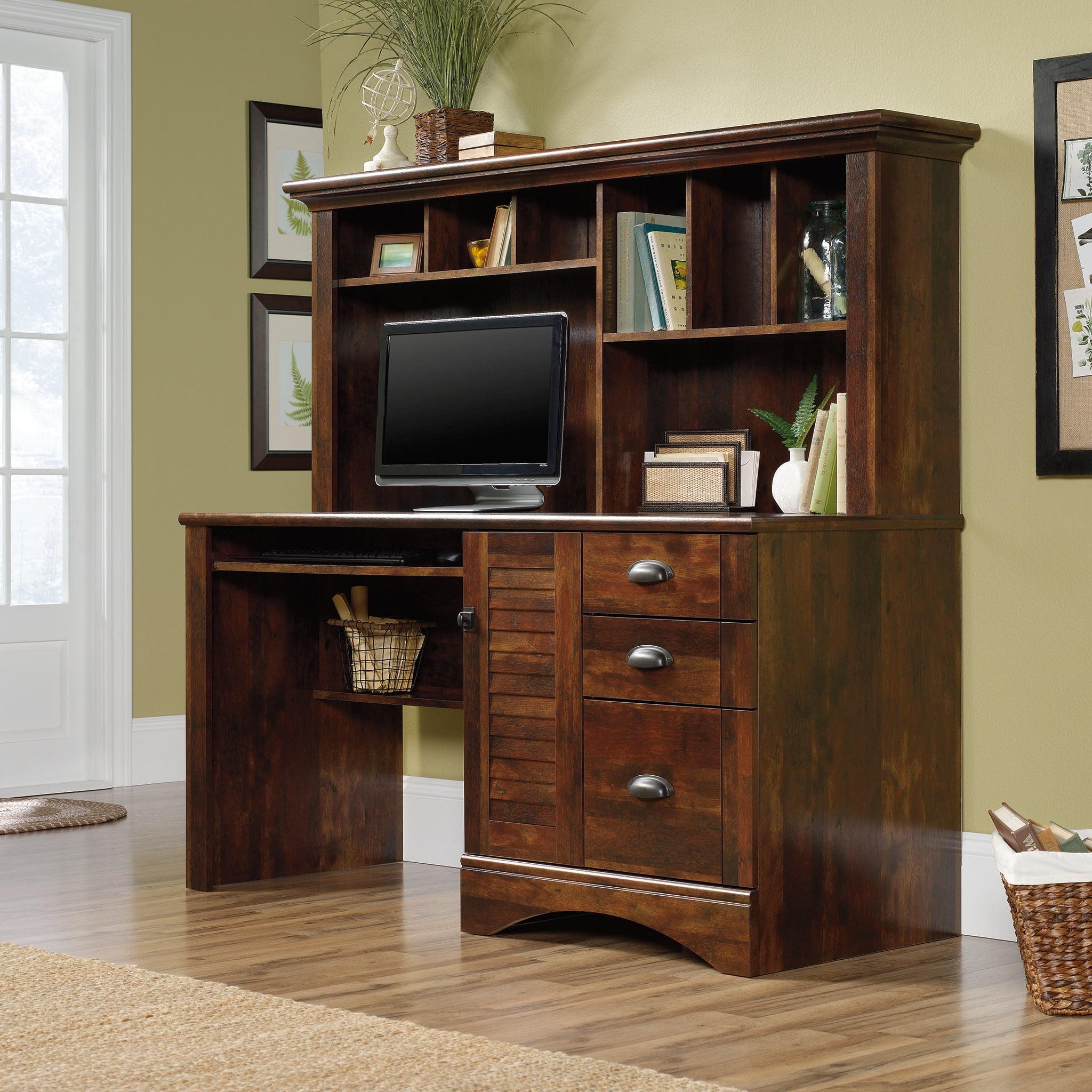 Curado Cherry Wood Computer Desk with Hutch and Storage