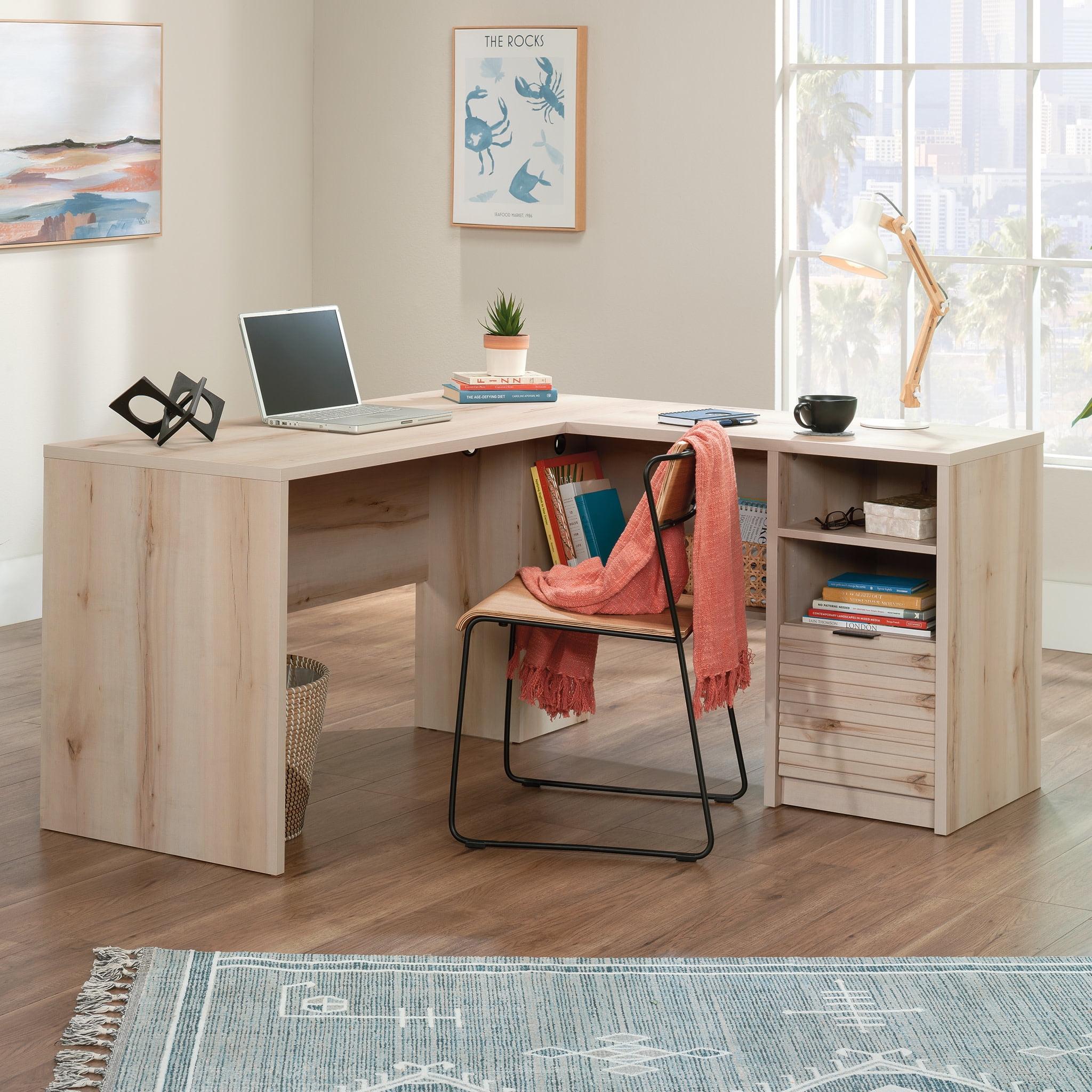 Harvey ParkL Shape Desk Pacific Maple - Sauder: Home Office Furniture, Modern Design, Storage Space