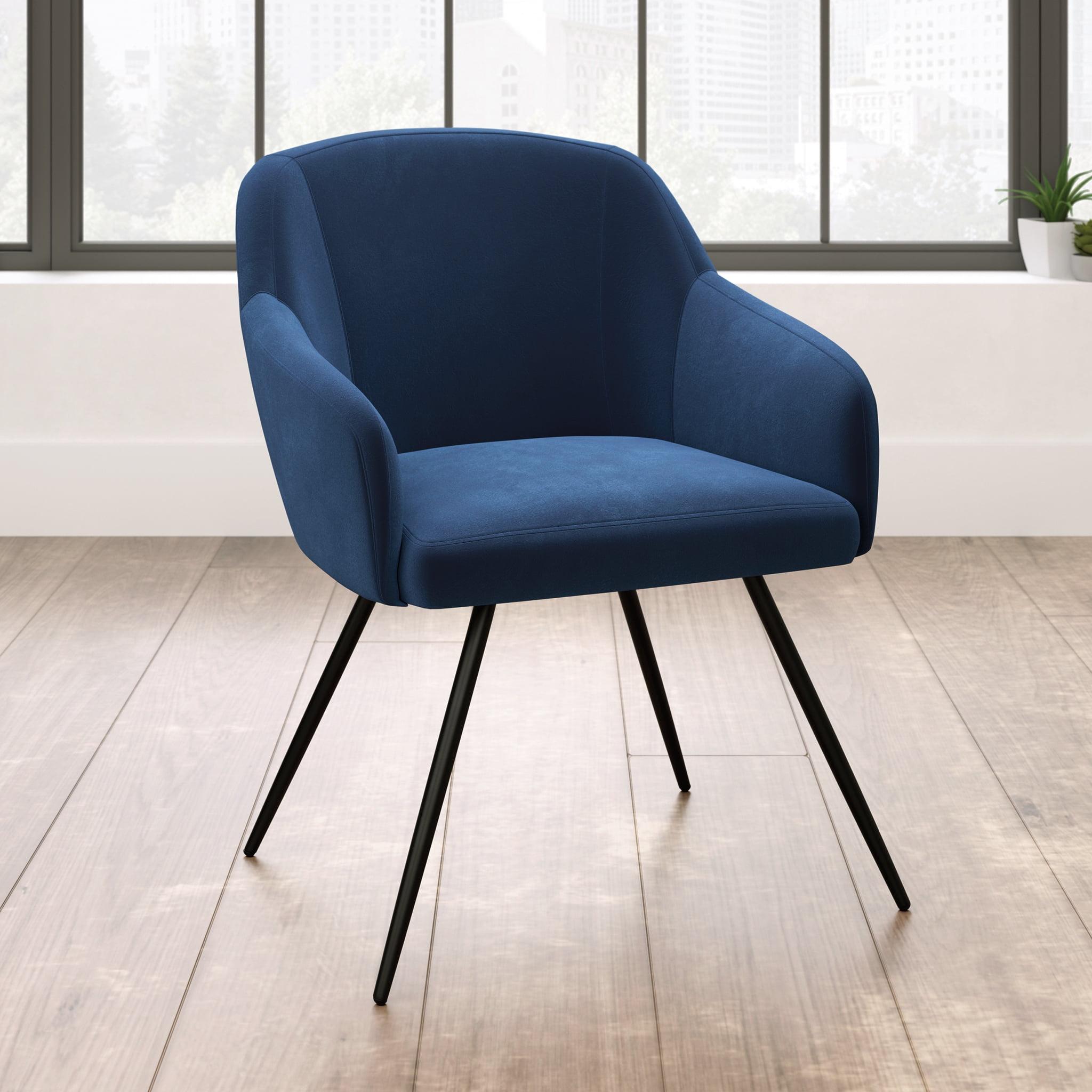 Harvey Park Occasional Accent Chair Dark Blue - Sauder: Velvet Upholstery, Metal Legs