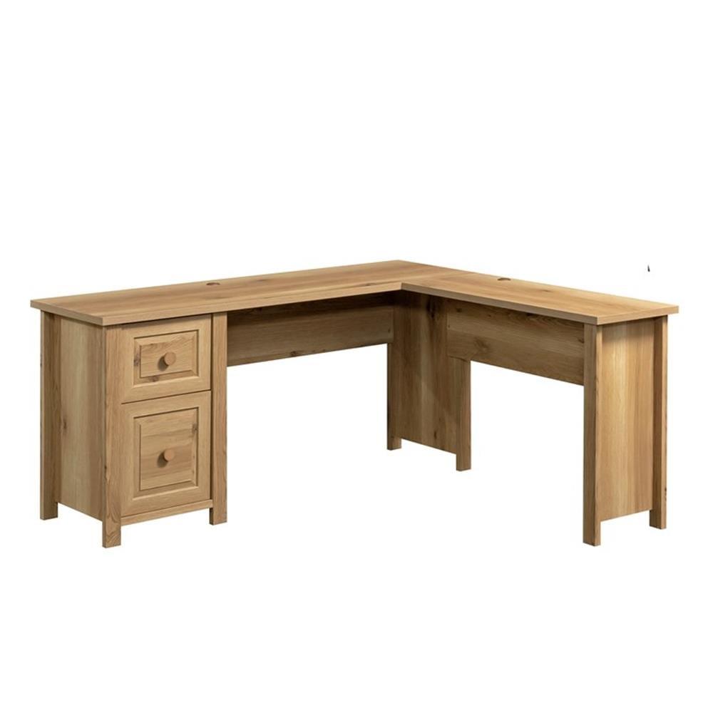 Timber Oak L-Shaped Computer Desk with Drawer and Filing Cabinet