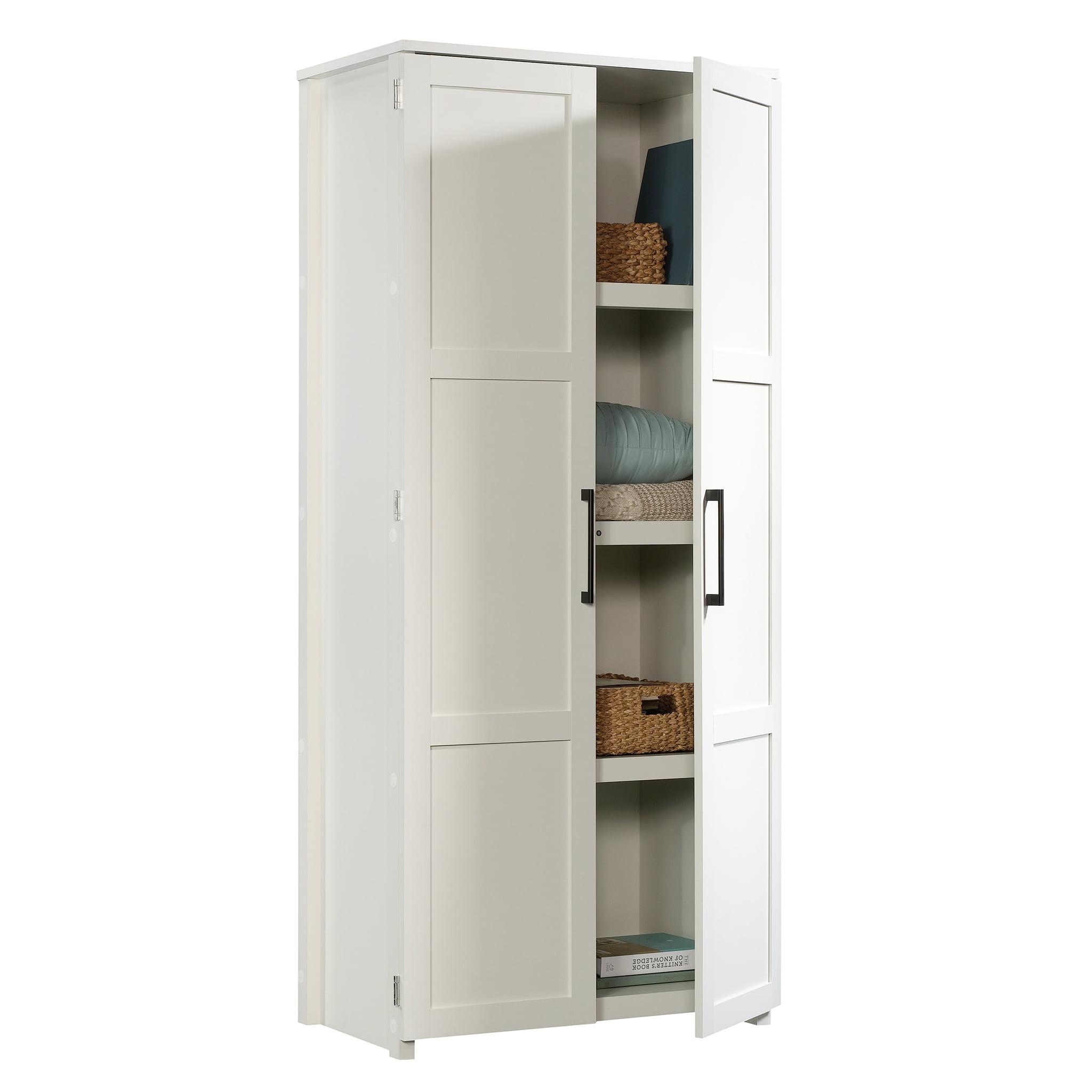 White Freestanding 69" Storage Cabinet with Adjustable Shelving