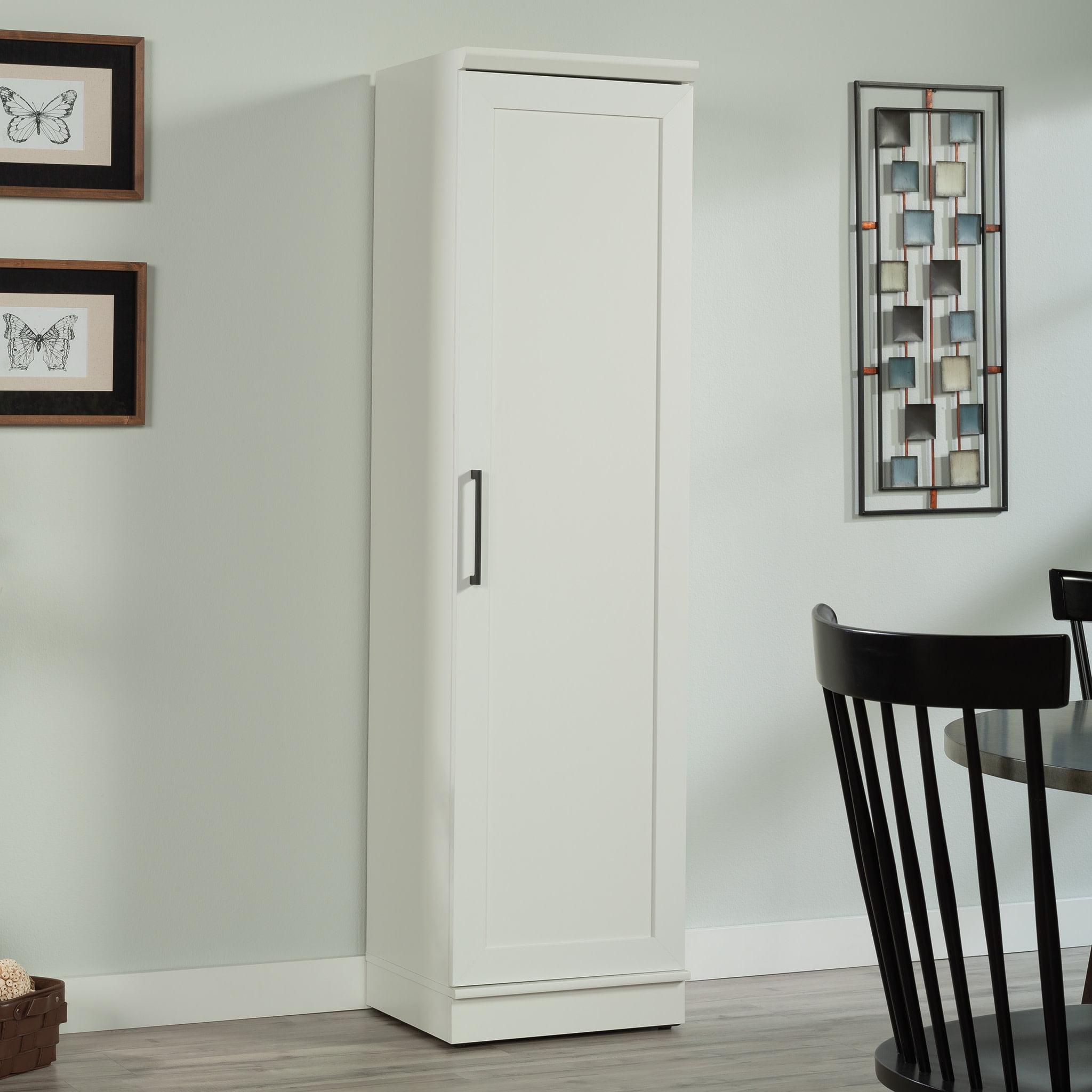 Soft White Tall Kitchen Storage Cabinet with Adjustable Shelves