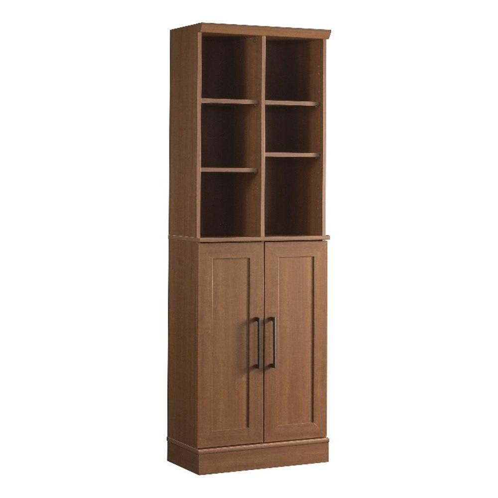 Sienna Oak Adjustable Shelving Tall Storage Cabinet