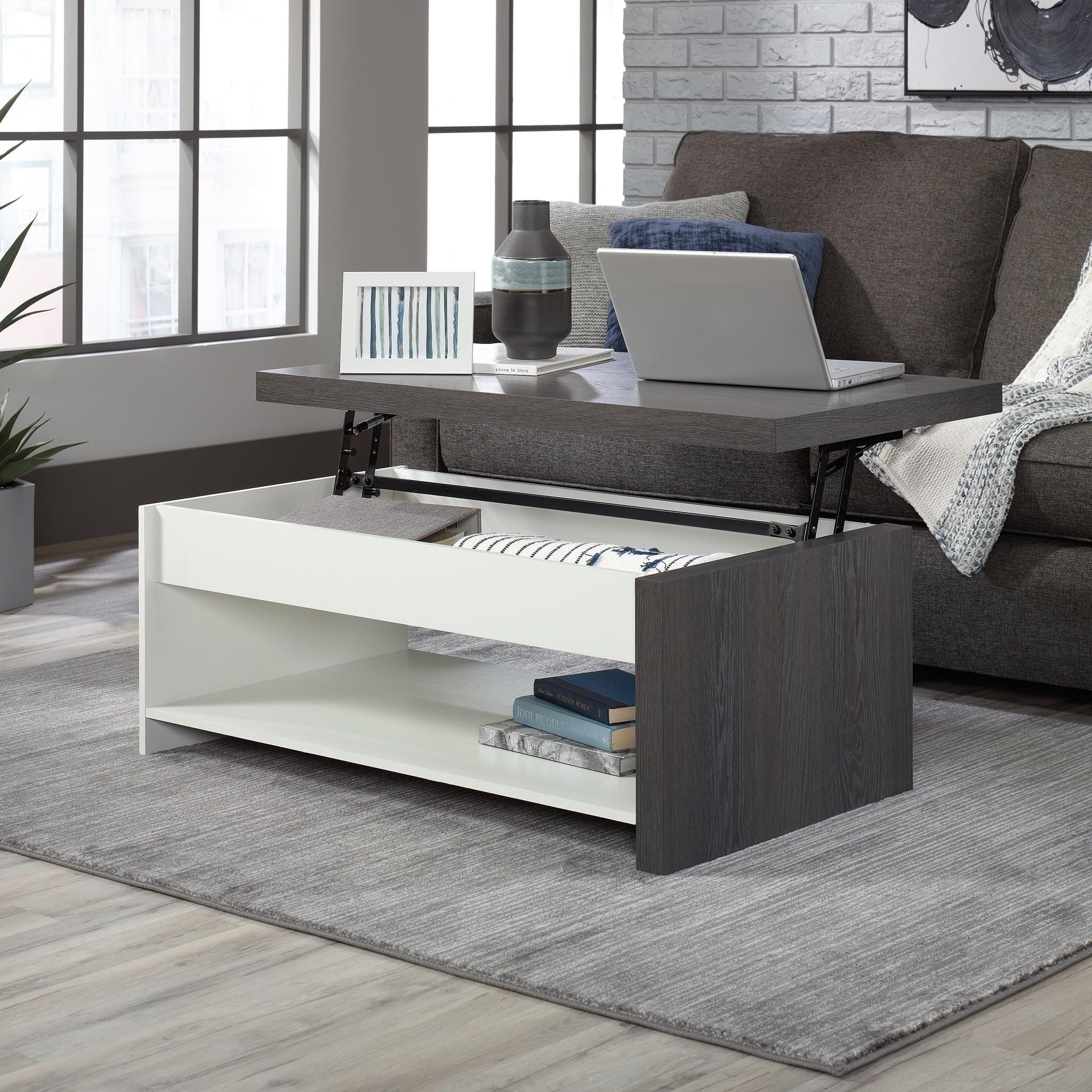 Charcoal Ash & Pearl Oak Rectangular Lift-Top Coffee Table with Storage