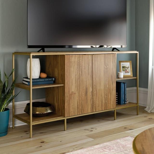 International Lux Modern TV Stand: Adjustable Shelf, Cable Management, Metal Frame - Sauder