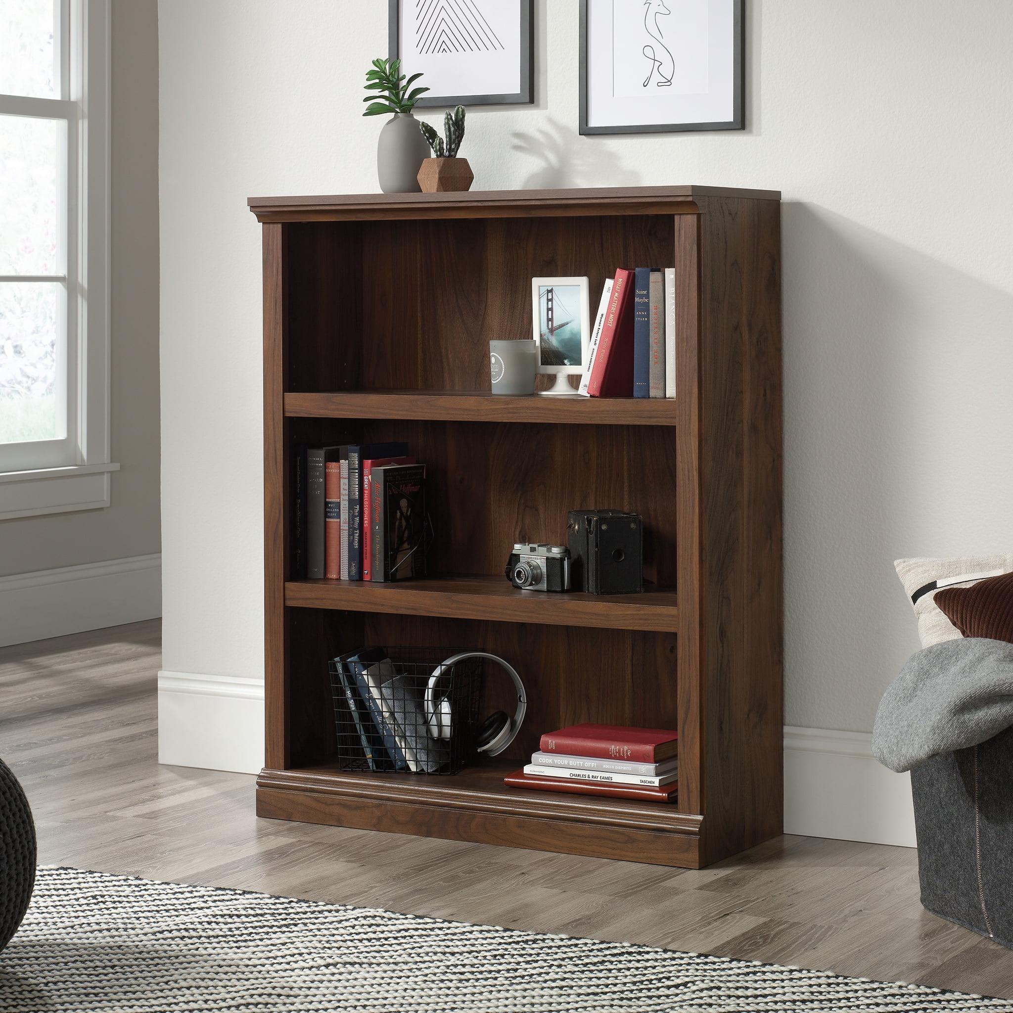 44" 3 Shelf Bookcase Walnut - Sauder: Mid-Century Modern, MDF, Metal Hardware