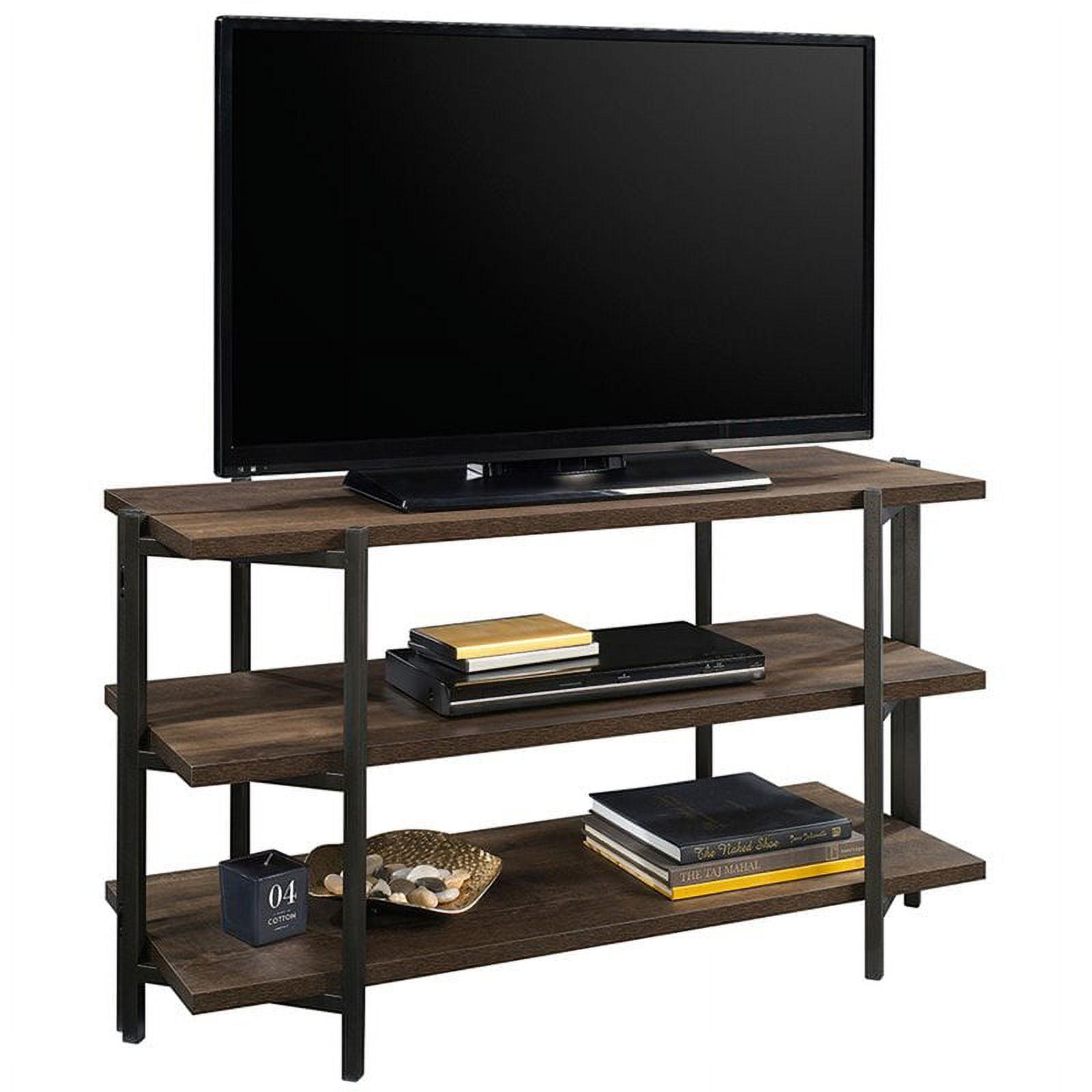 North Avenue TV Stand for TVs up to 42" Dark Brown - Sauder: Rustic Oak Console, 2 Shelves, Metal Frame