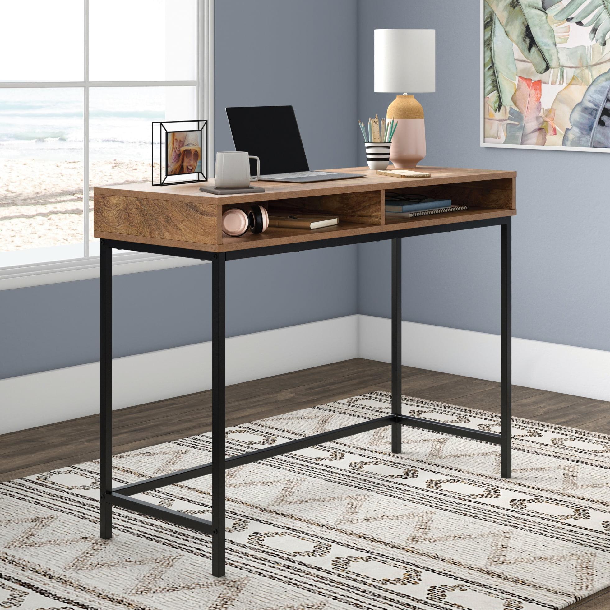 Sindoori Mango and Black Wood Writing Desk with Storage