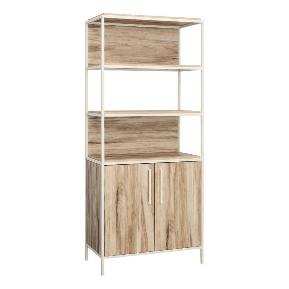 White and Kiln Acacia Adjustable Kids' Storage Bookcase with Doors