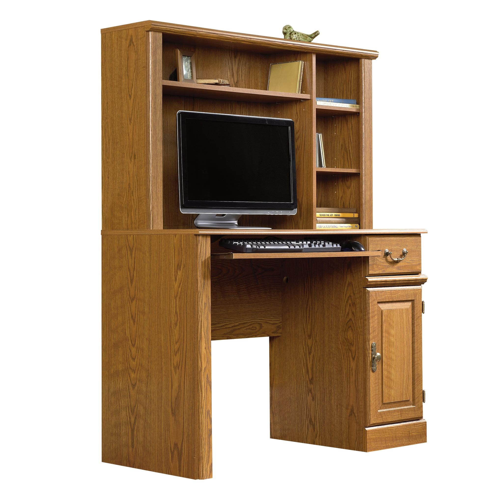 Orchard Hills Computer Desk with Hutch Gray - Sauder: Home Office Workstation, MDF Build, Modern Style