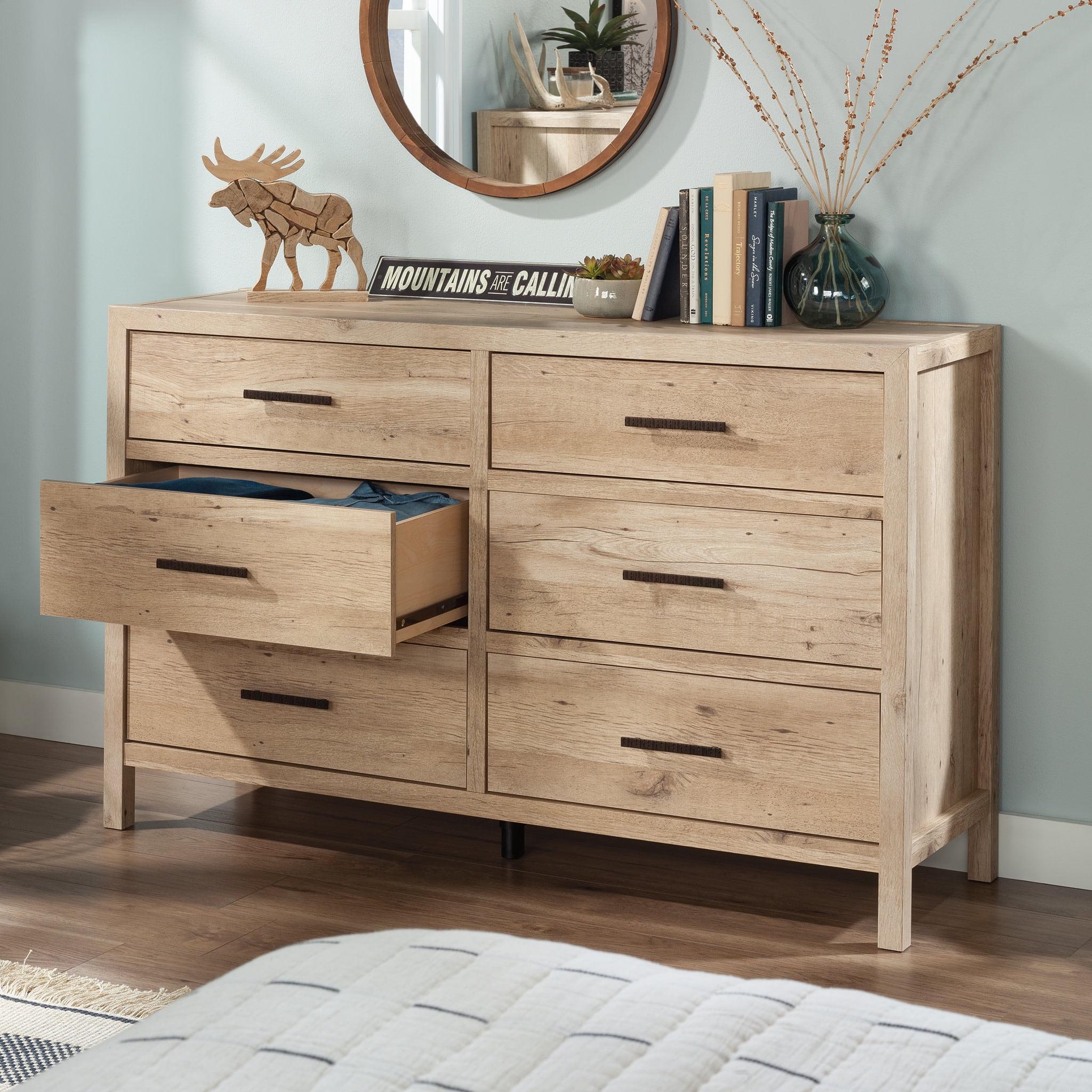 Pacific View 6 Drawer Dresser Prime Oak - Sauder: Rustic Storage Furniture with Metal Runners