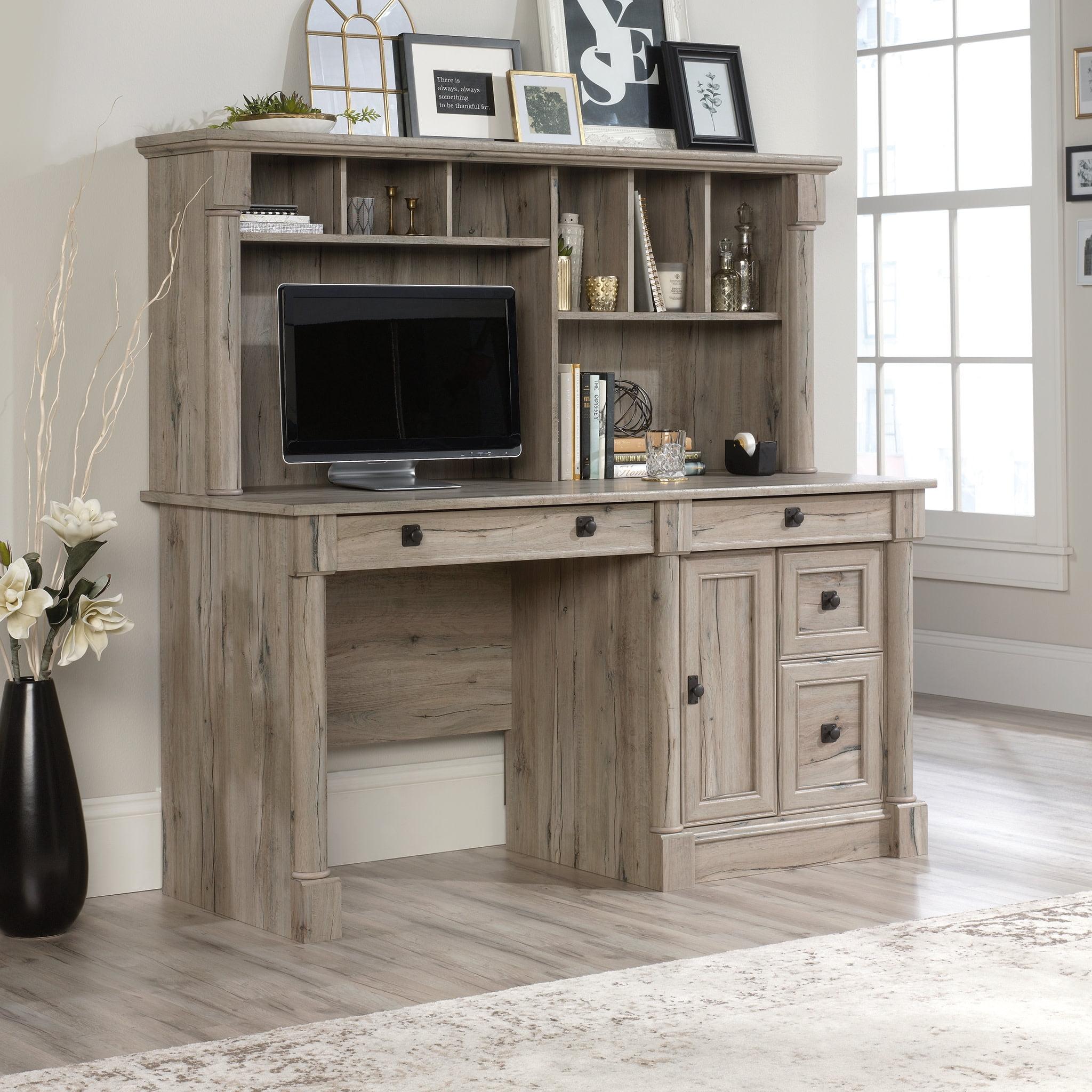 Palladia Computer Desk with Hutch Split Oak - Sauder: Home Office Furniture, Executive Style, Storage