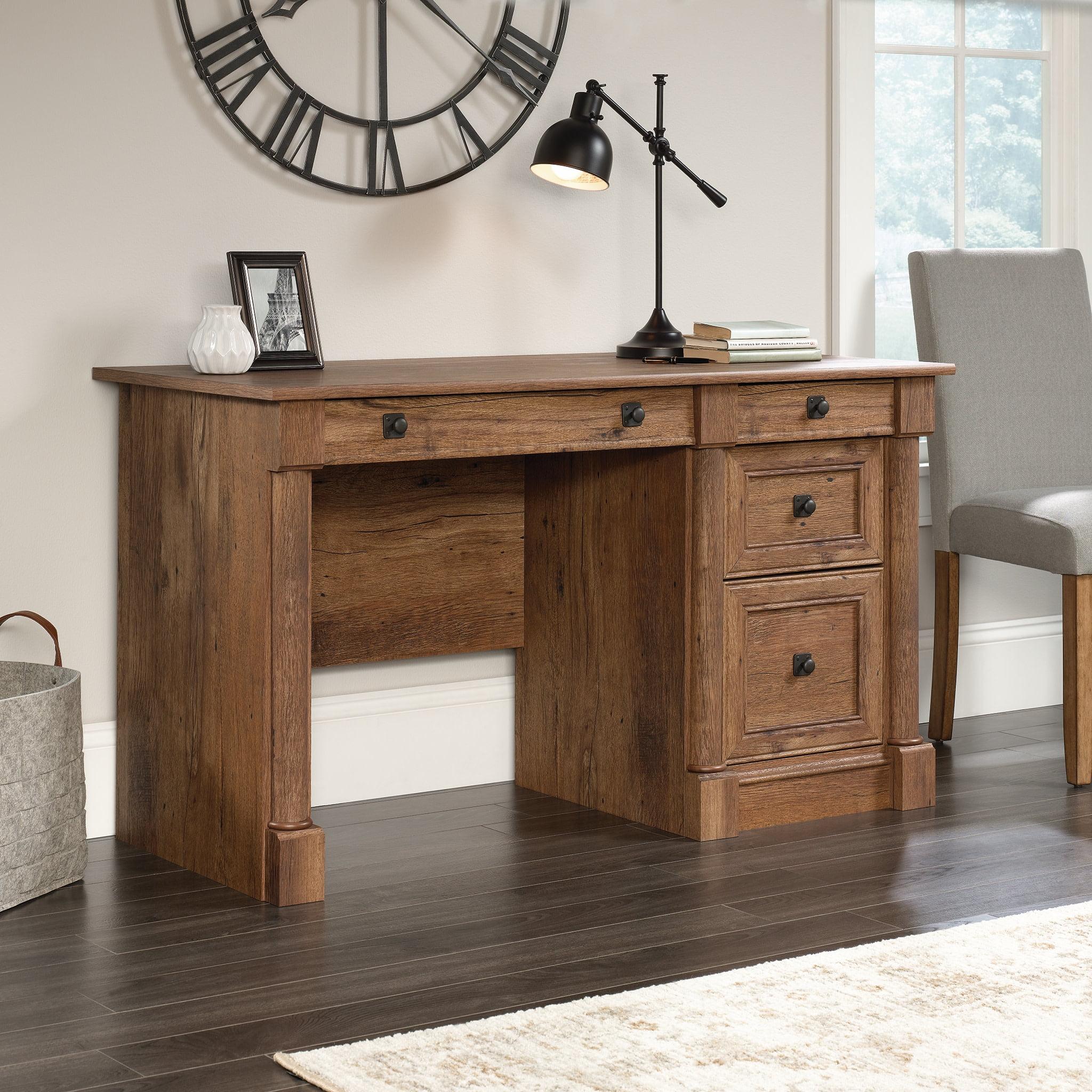 Palladia Computer Desk Vintage Oak Finish - Sauder: Executive, Metal Runners, Particle Board Frame