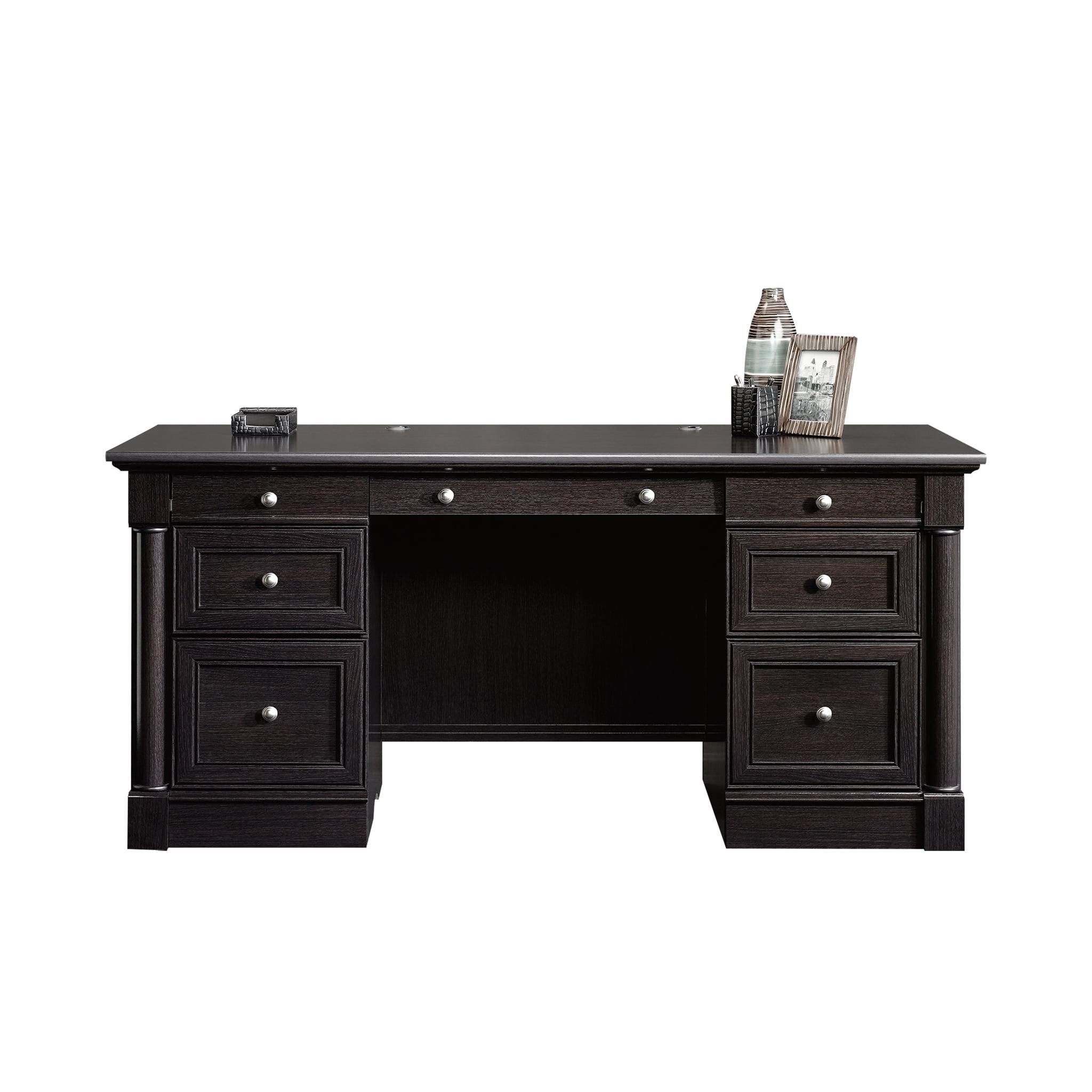 Wind Oak Executive Desk with Drawers and Power Outlet