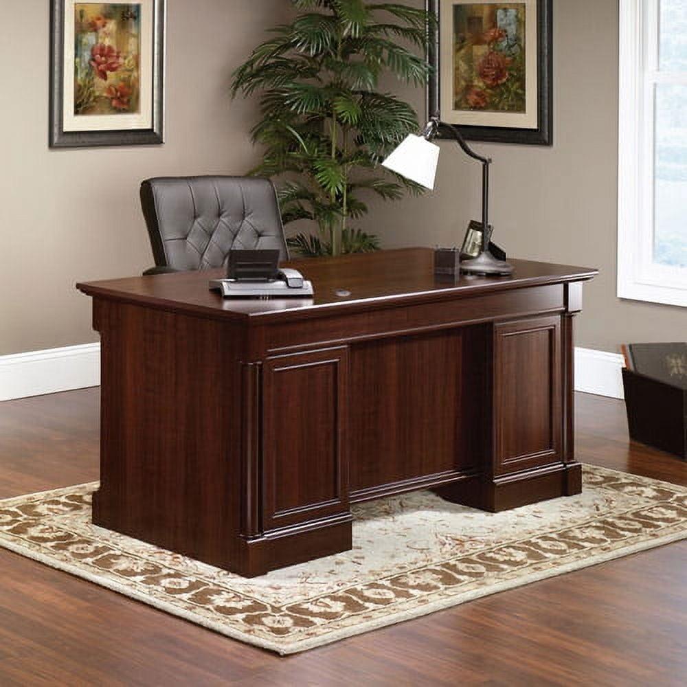 Black Wood Executive Desk with Drawer and Power Outlet