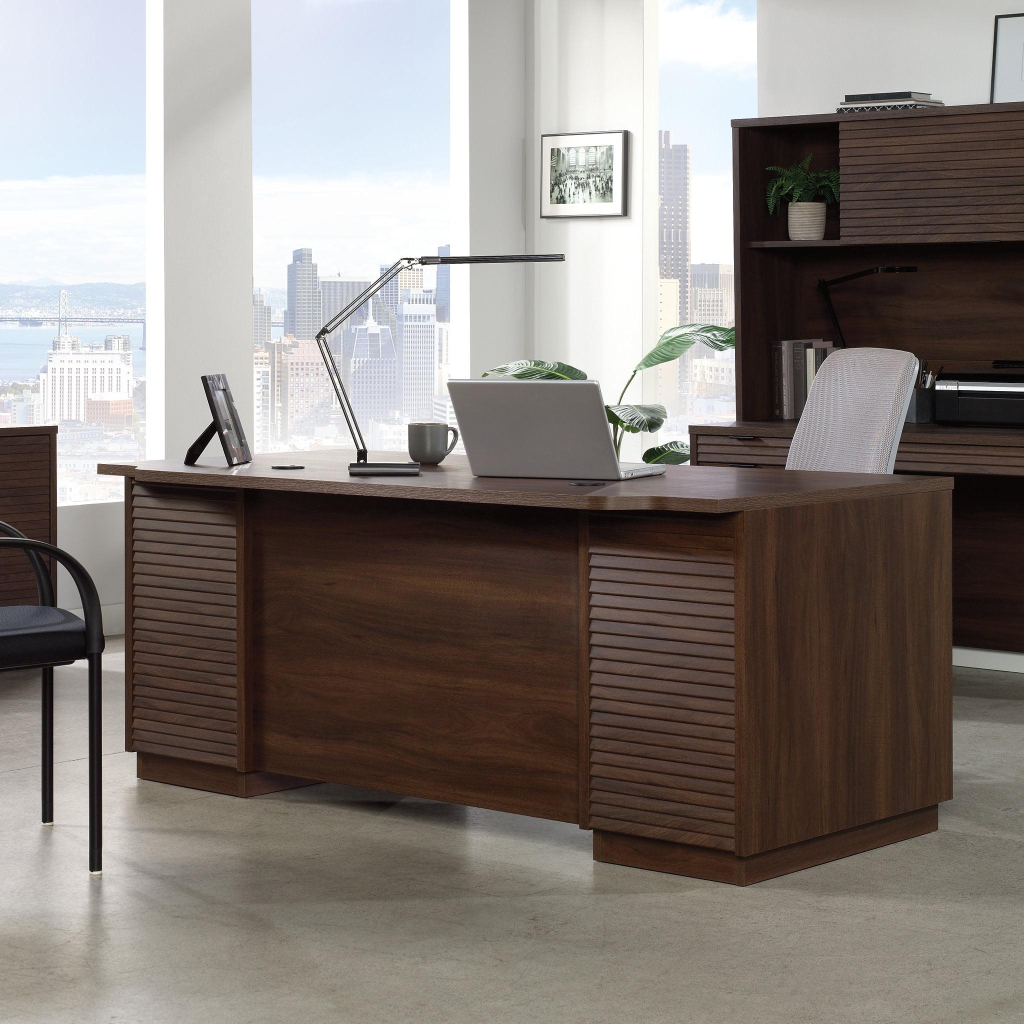 Sauder Palo Alto 72" Wooden Double Pedestal Excutive Desk in Spiced Mahogany
