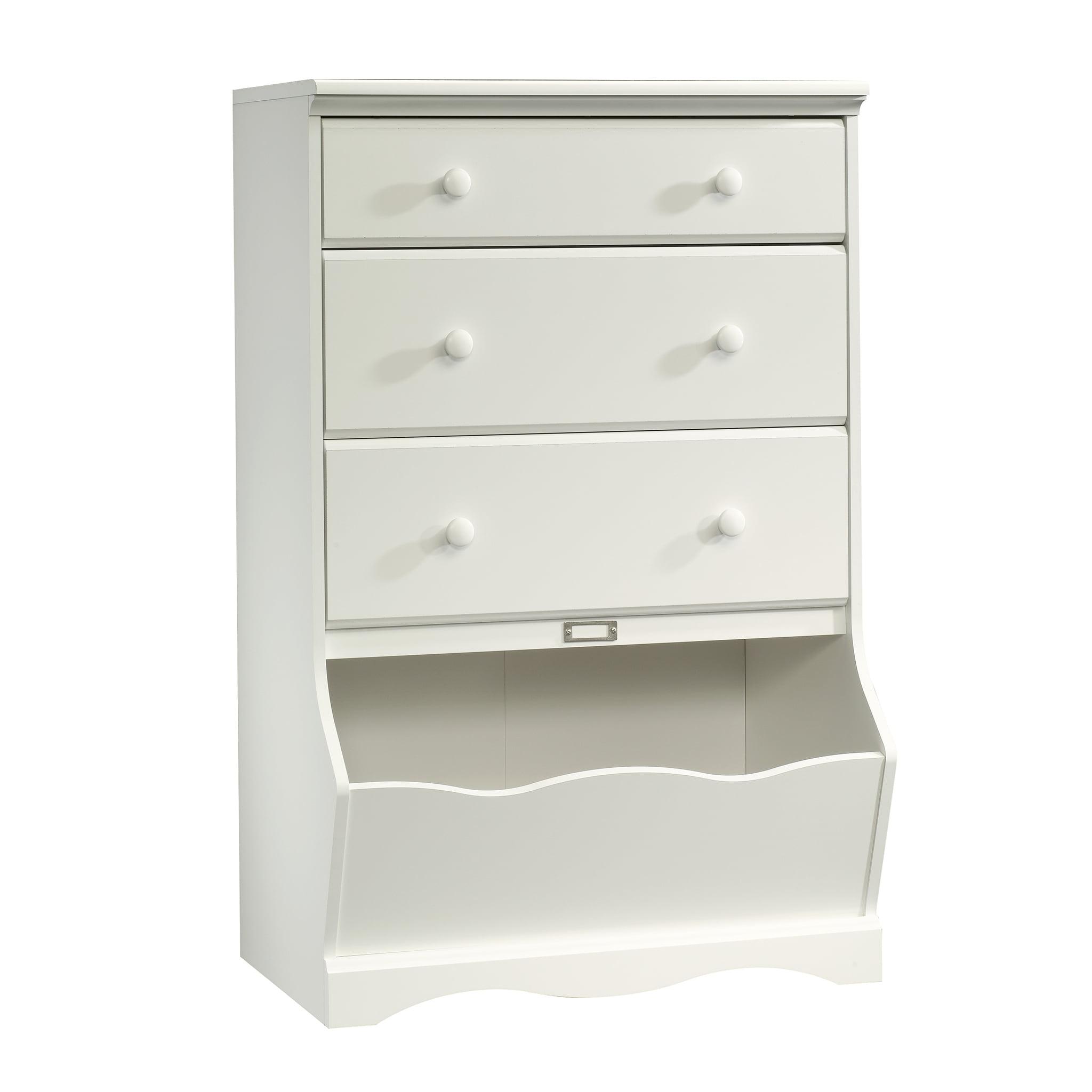 Soft White Whimsical 3-Drawer Child's Chest with Storage Bin