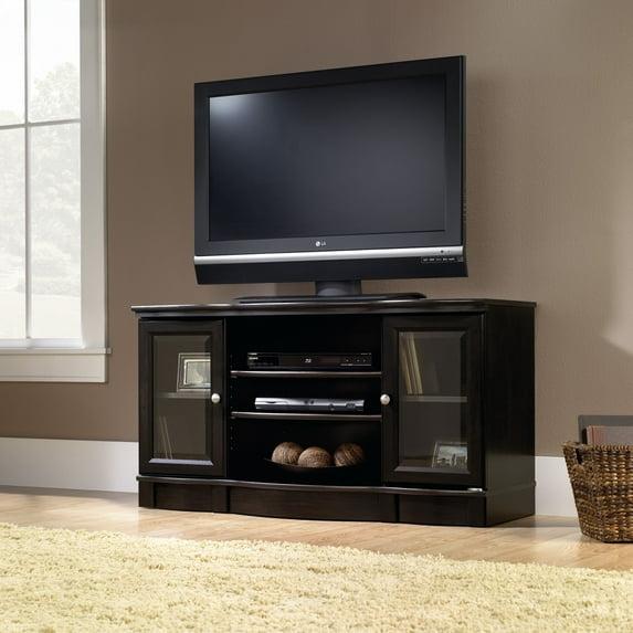 Sauder Regent Place Panel TV Stand for TVs up to 50" Estate Black: Entertainment Center with Storage, Paper Veneer Surface