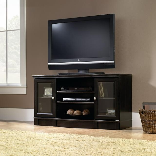Sauder Regent Place Panel TV Stand for TVs up to 50" Estate Black: Entertainment Center with Storage, Paper Veneer Surface