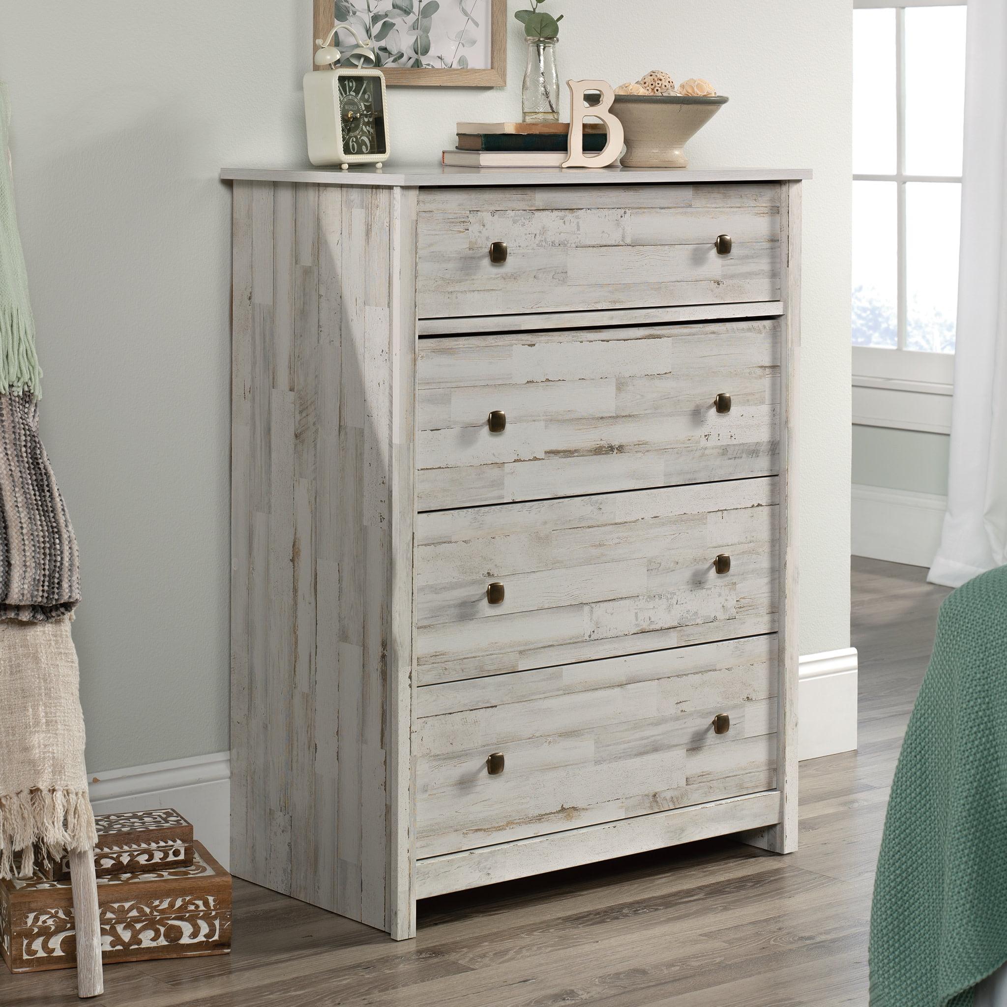 White Plank Farmhouse 4-Drawer Chest with Soft Close