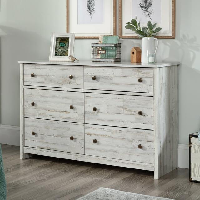 River Ranch 6 Drawer Dresser White Plank - Sauder: Modern Storage Solution for Adult Bedroom