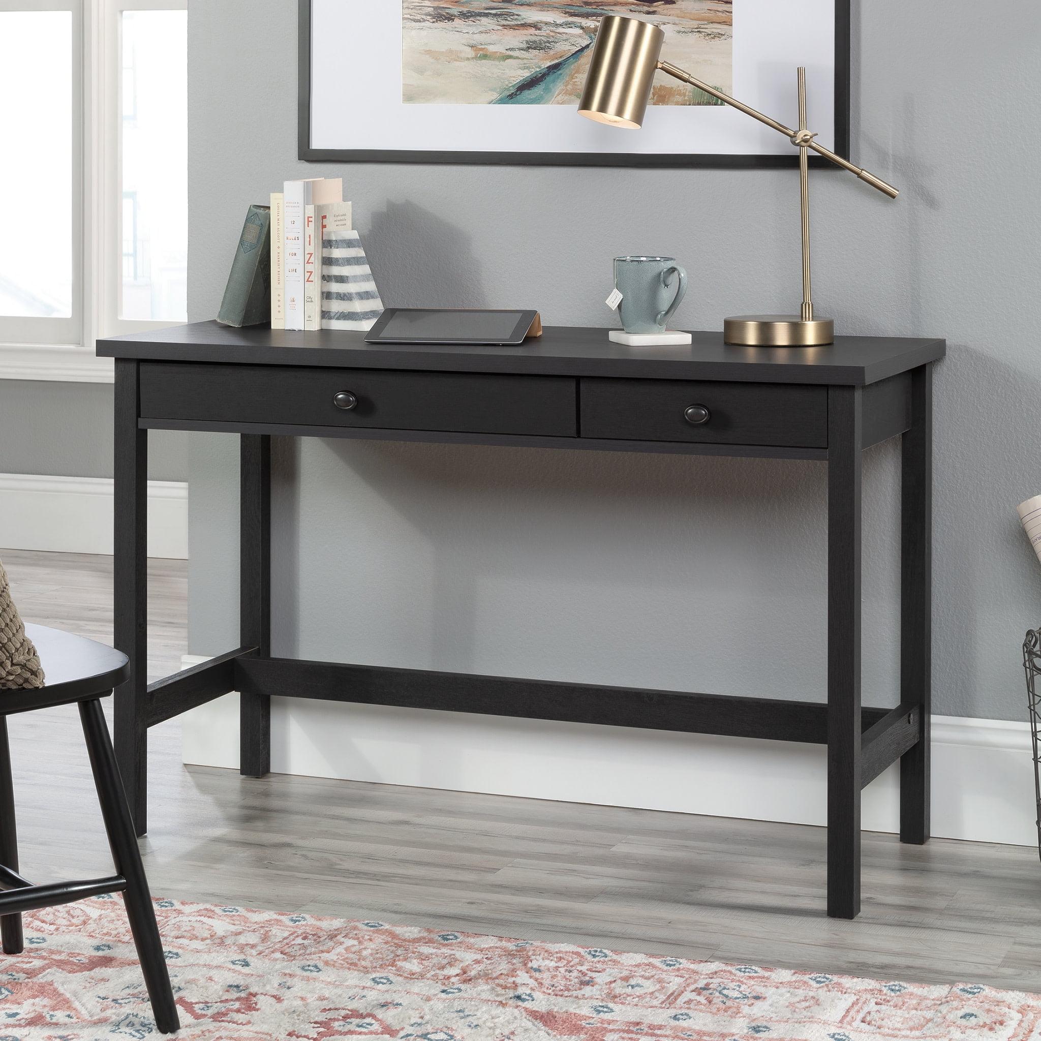 Raven Oak Rectangular Writing Desk with Dual Drawers