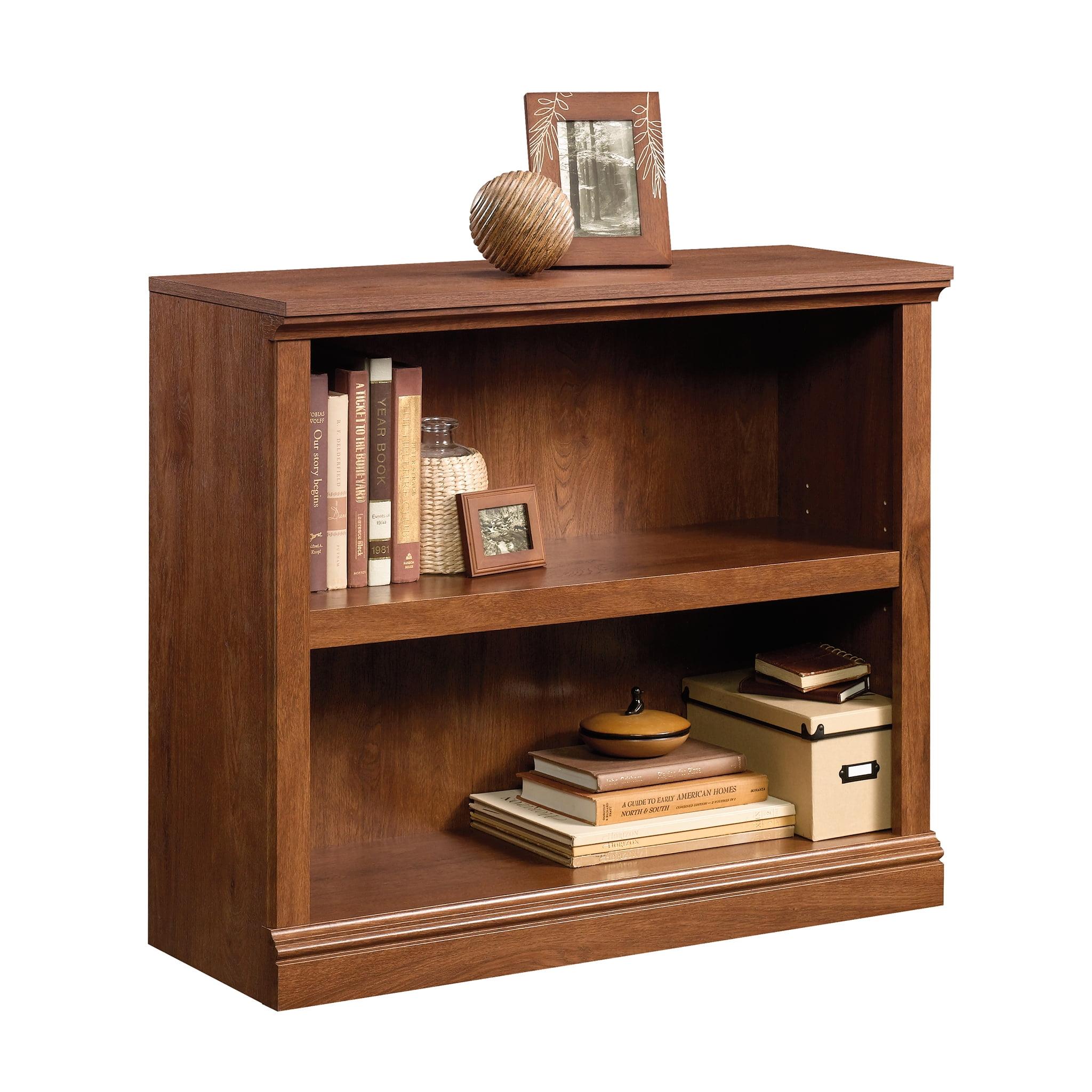 Adjustable 2-Shelf Oiled Oak Bookcase with Storage Cubes