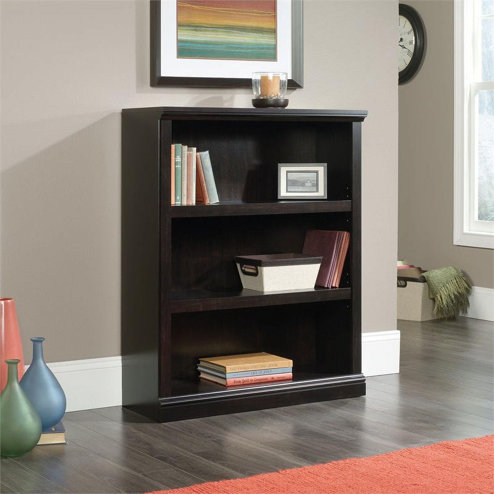 Estate Black Adjustable 3-Shelf Bookcase with Slide-On Moldings