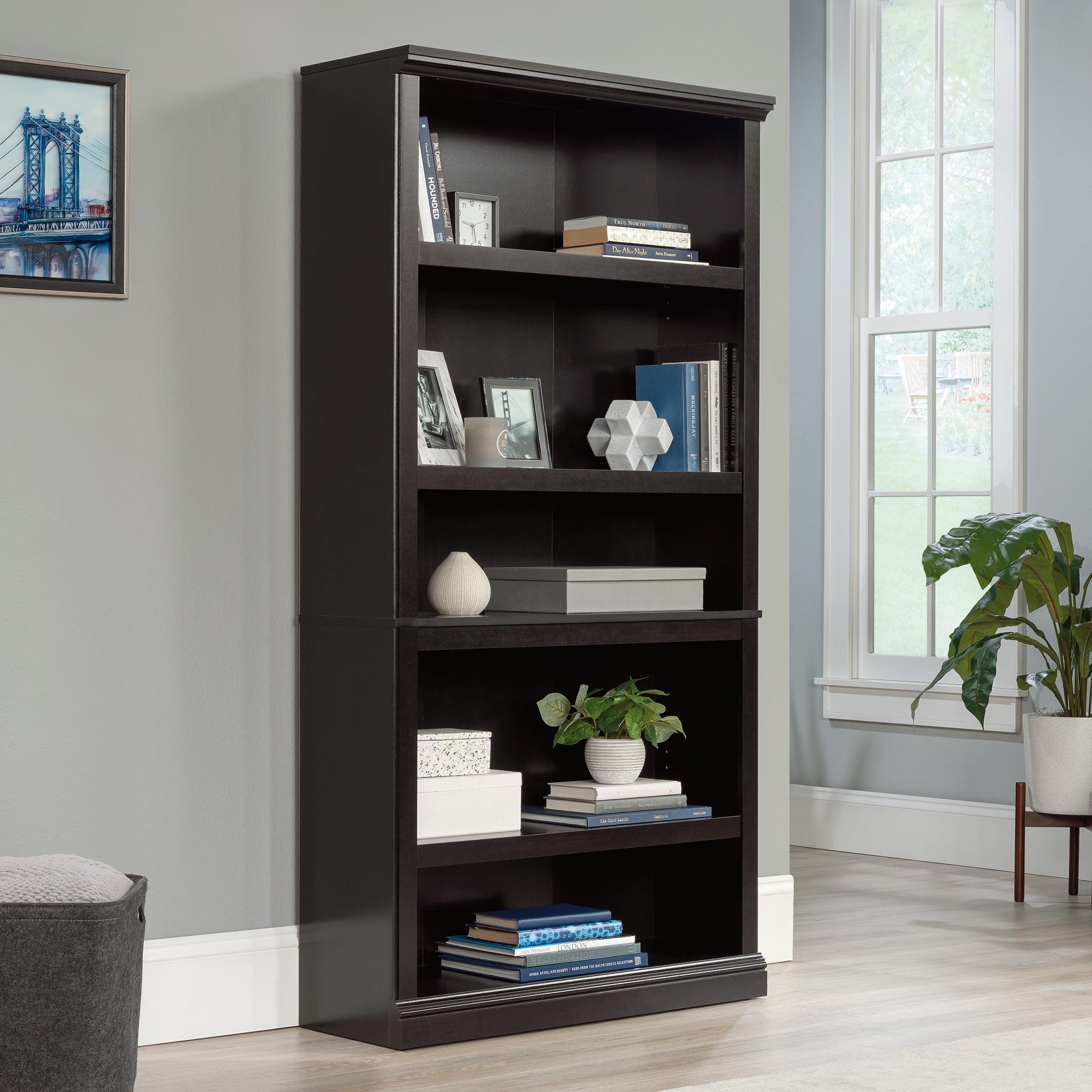 Estate Black Adjustable 5-Shelf Tall Bookcase for Elegant Storage