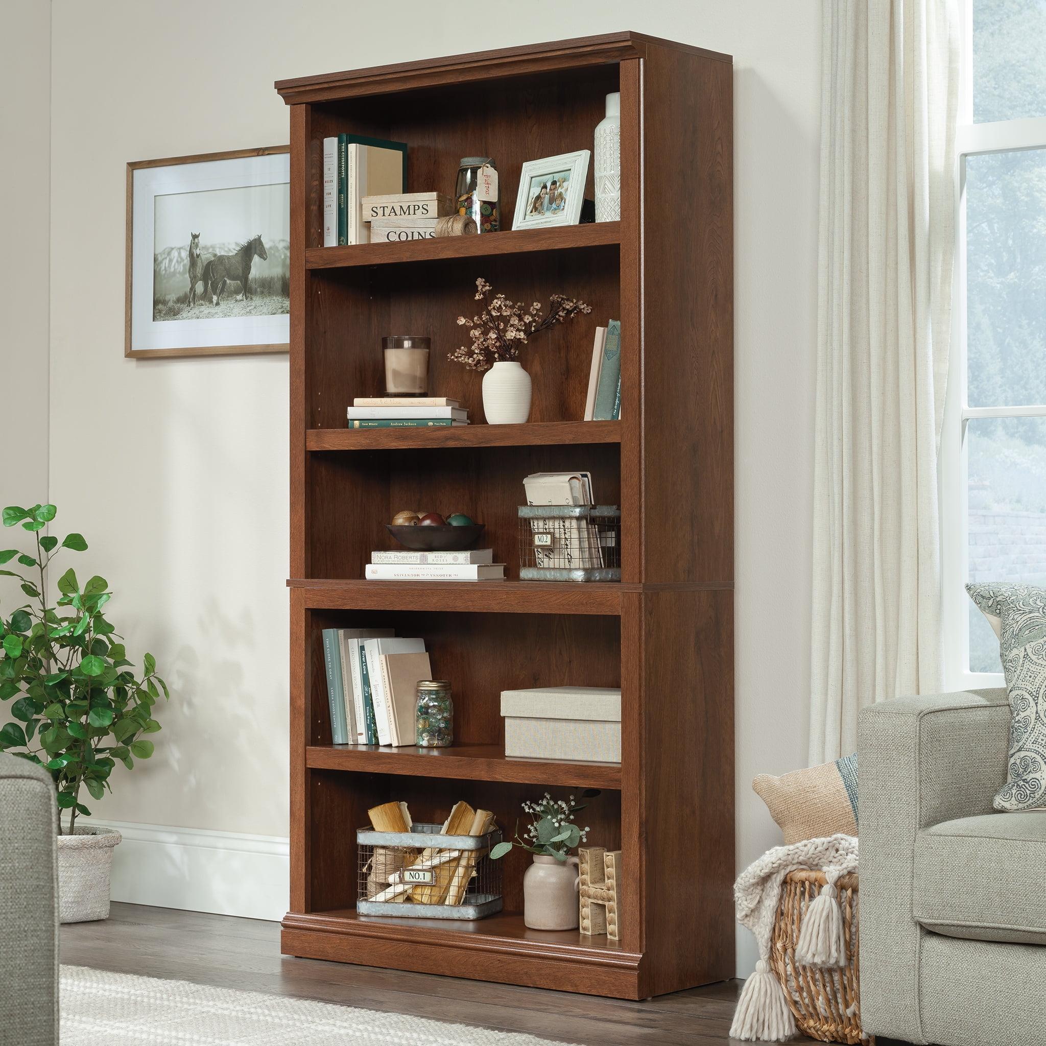 Oiled Oak 70" Adjustable 5-Shelf Bookcase