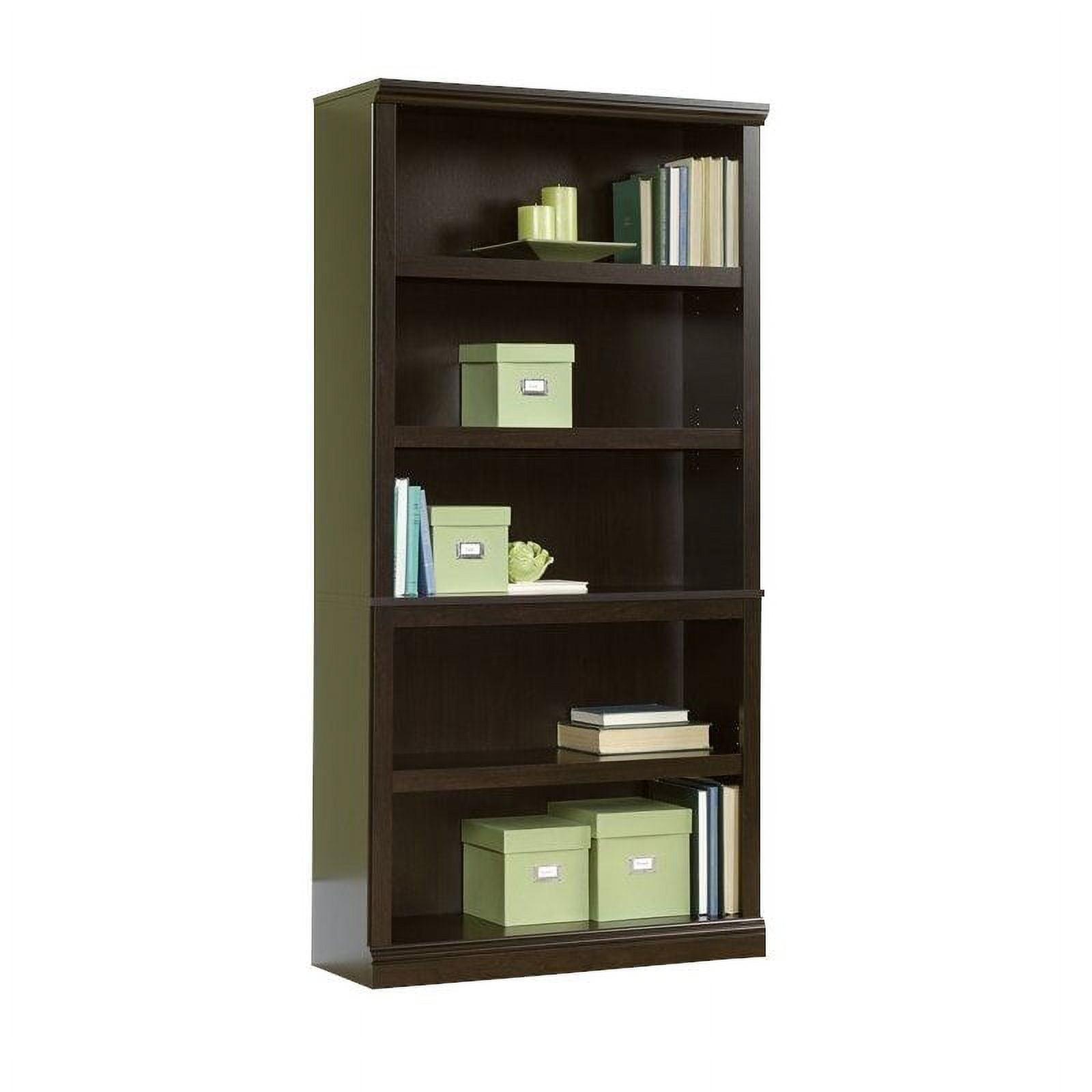 Jamocha Wood 5-Shelf Adjustable Bookcase with Doors