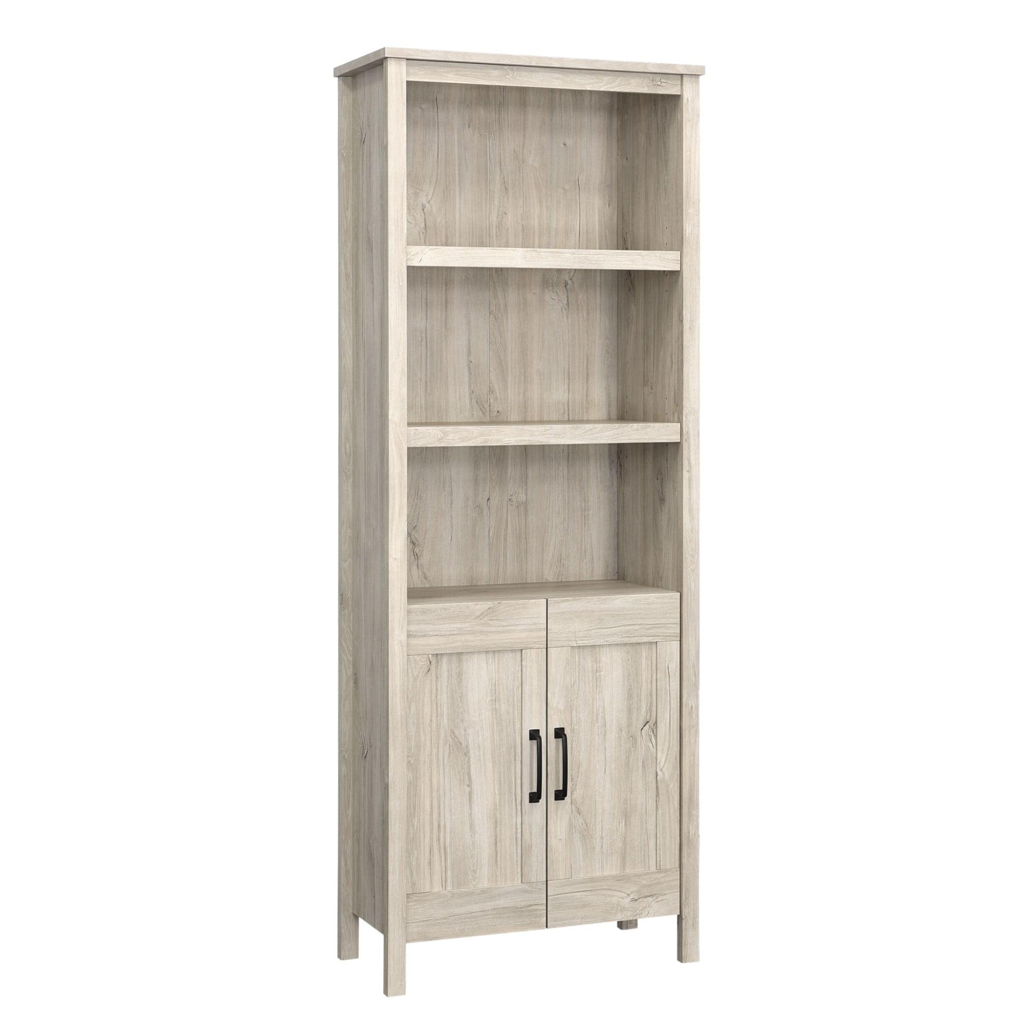 Chalk Oak 72" Adjustable 5-Shelf Bookcase with Doors