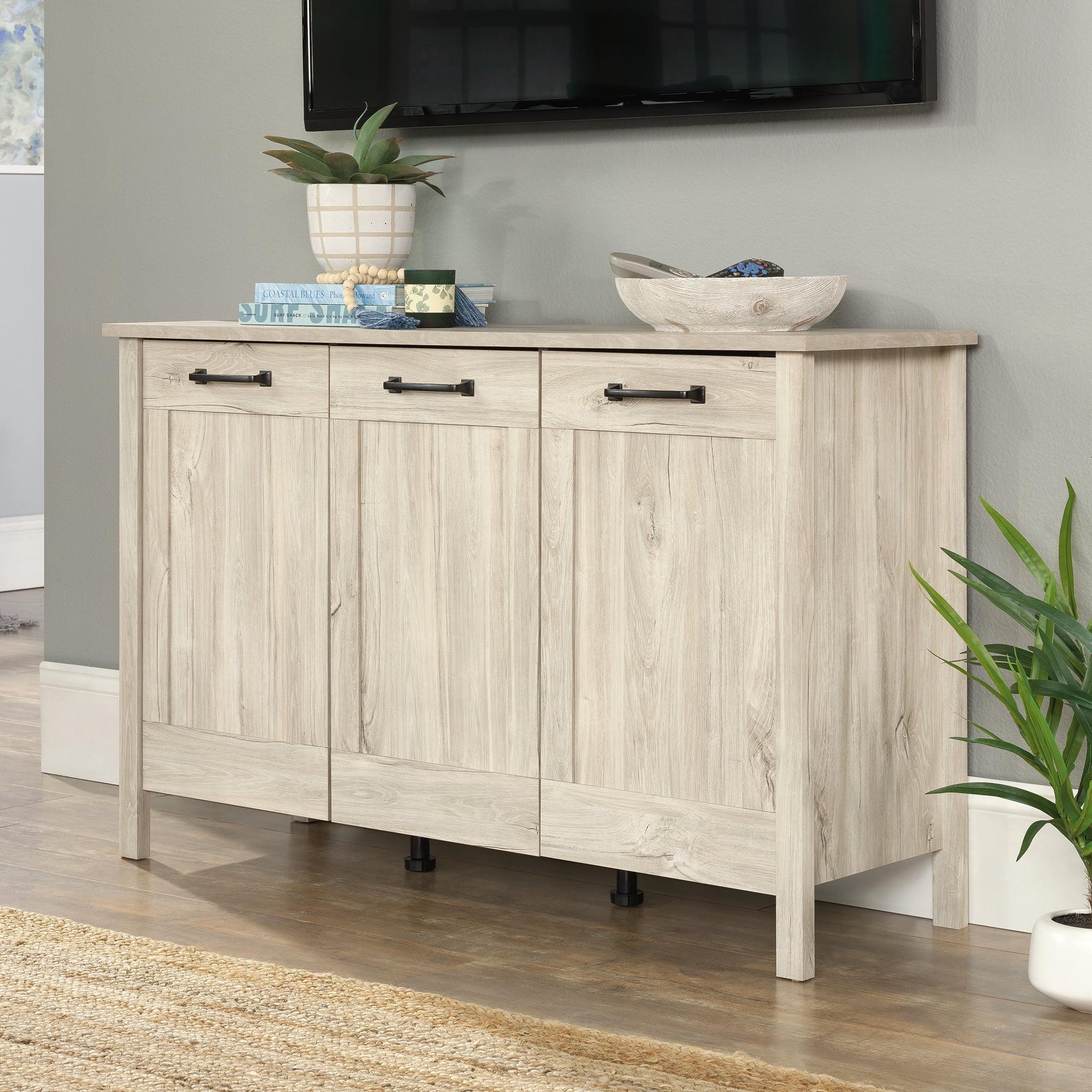 Sauder Horizontal Storage Cabinet with 3 Adjustable drawers Chalk Oak