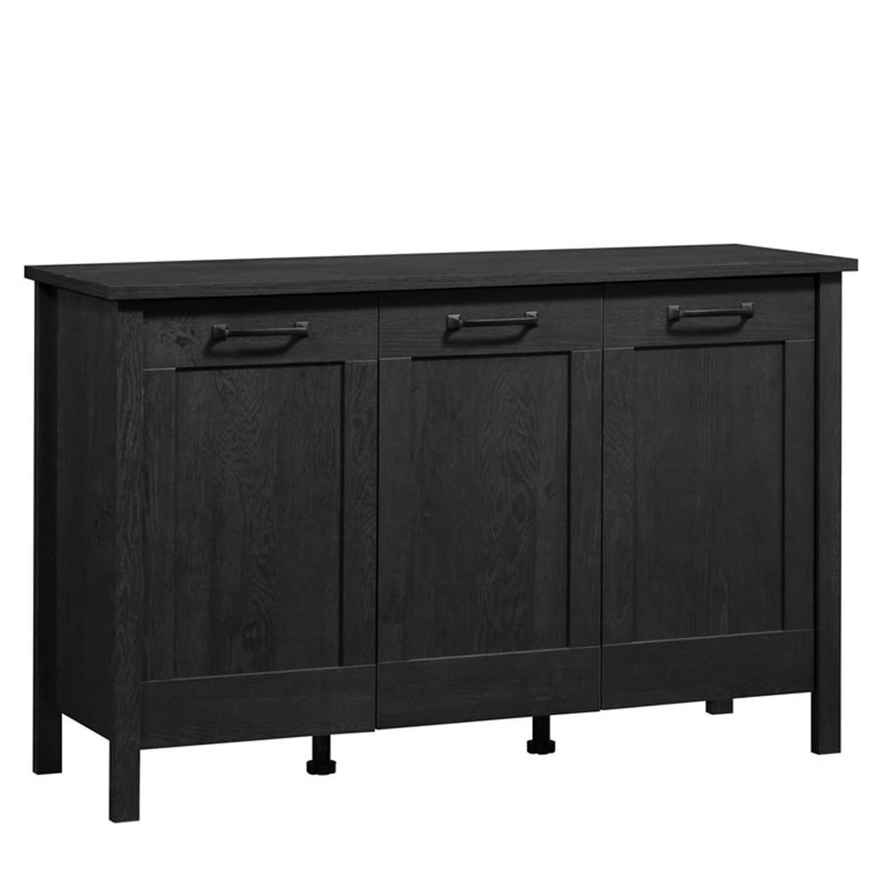 Raven Oak 3-Door Freestanding Storage Cabinet with Adjustable Shelving