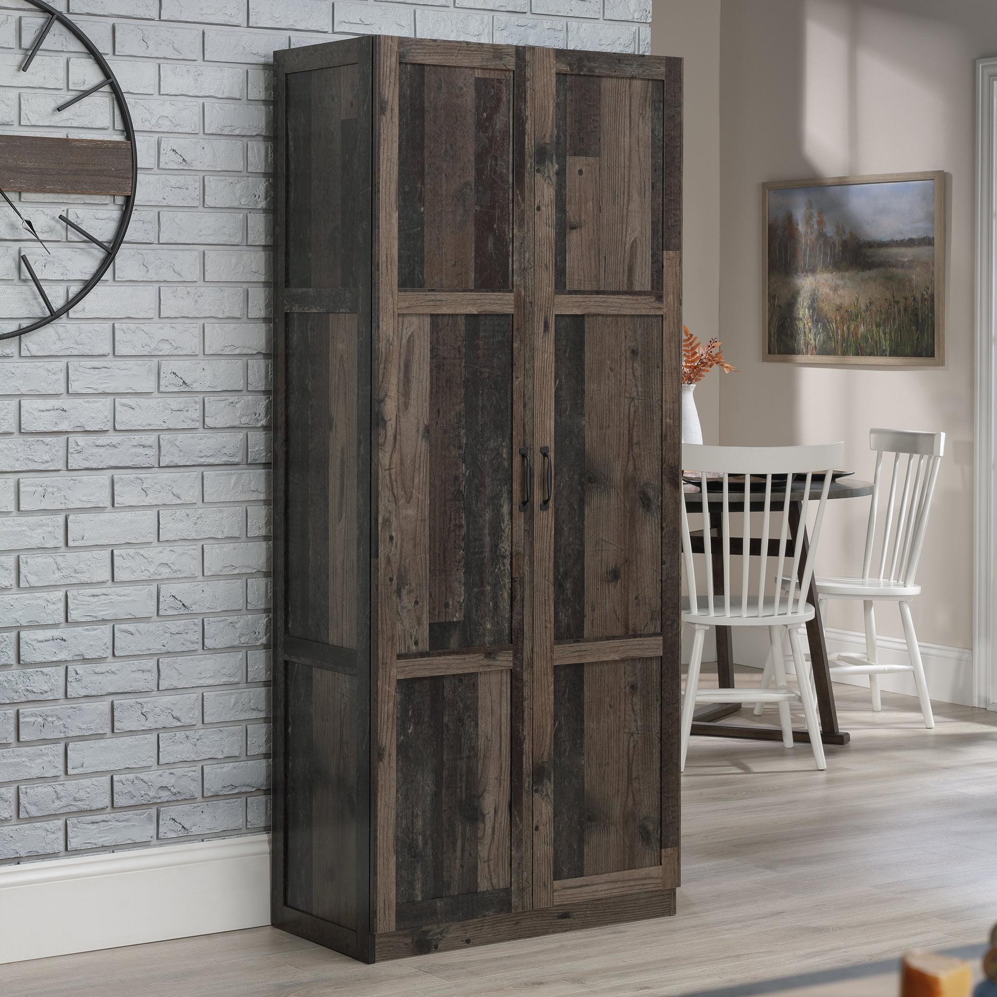 Storage Cabinet Reclaimed Pine - Sauder: Tall 2-Door Organizer, Adjustable Shelves, Farmhouse Style