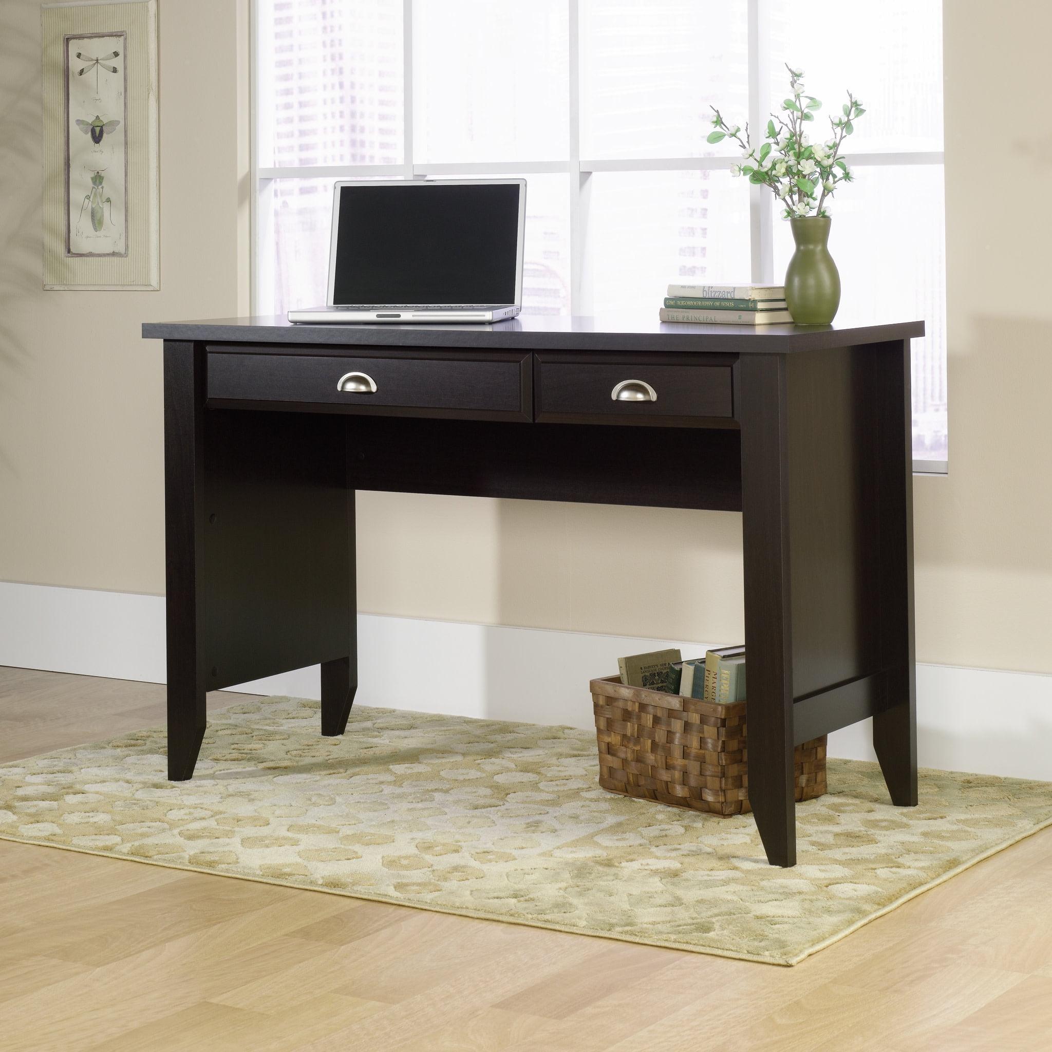 Shoal CreekComputer Desk with Flip Down Keyboard - Jamocha Wood - Sauder: Home Office Furniture, Smooth Metal Runners, Nickel Bin Pulls