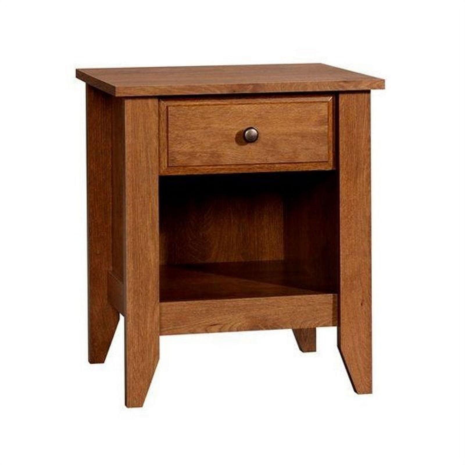 Oiled Oak 1-Drawer Nightstand with Open Shelf