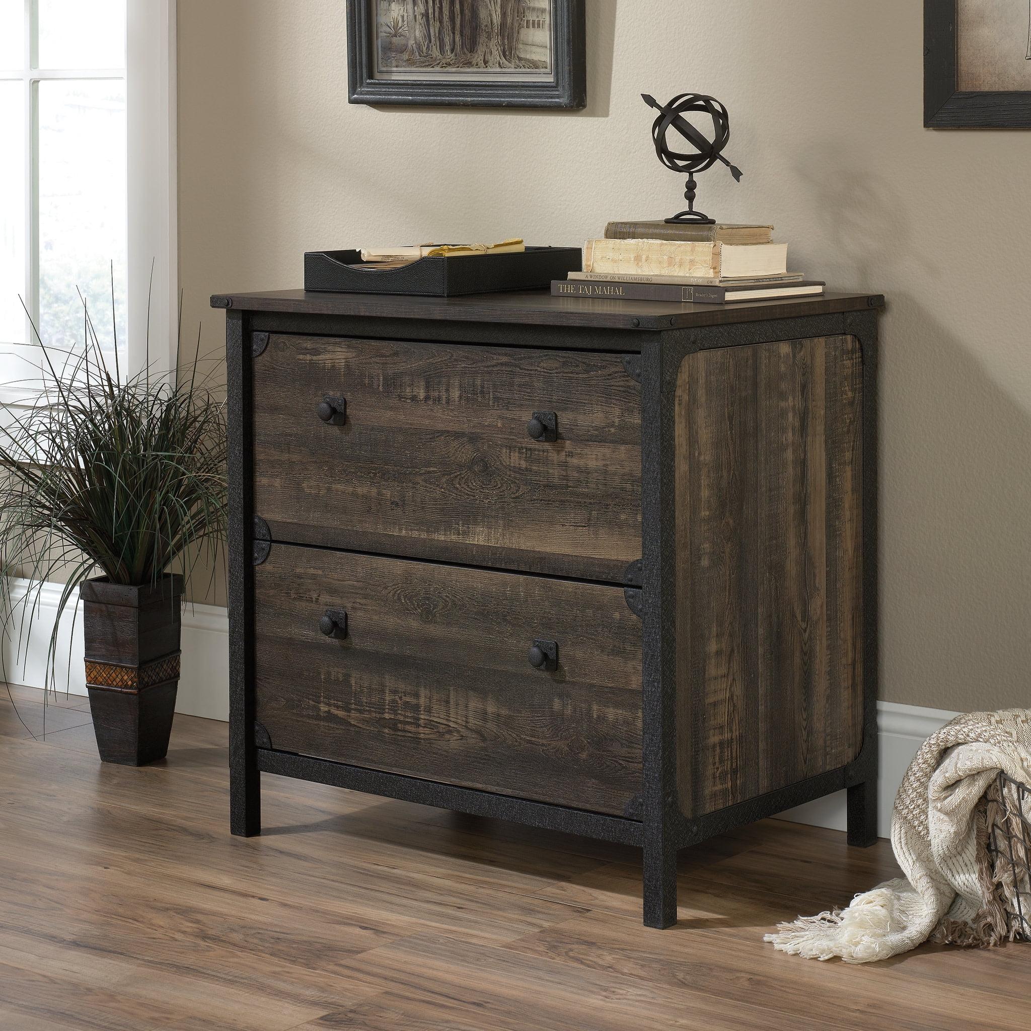 Carbon Oak 2-Drawer Industrial Lateral File Cabinet