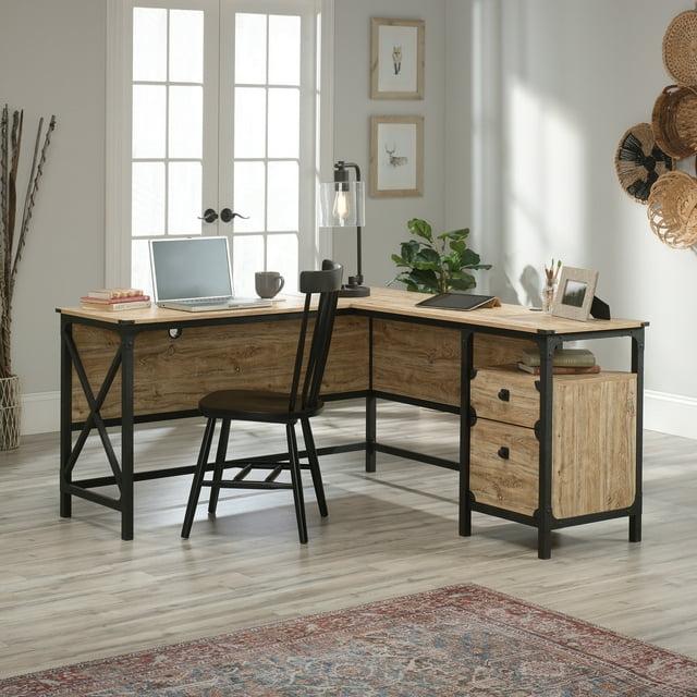 Sauder Steel River L-Shaped Desk, Milled Mesquite Finish